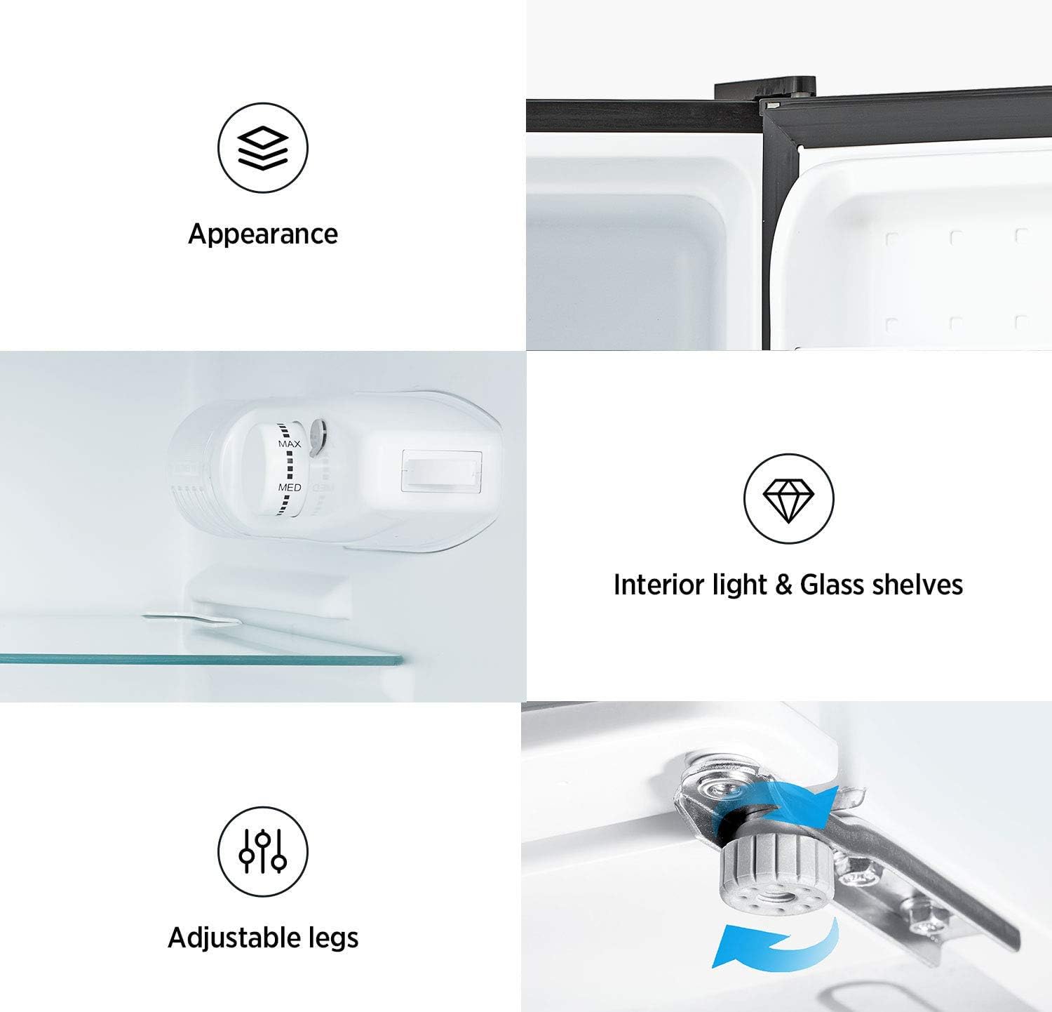 Refrigerador pequeño de 3.1 pies cúbicos con congelador (Acero inoxidable) WHD-113FSS1 de Midea
