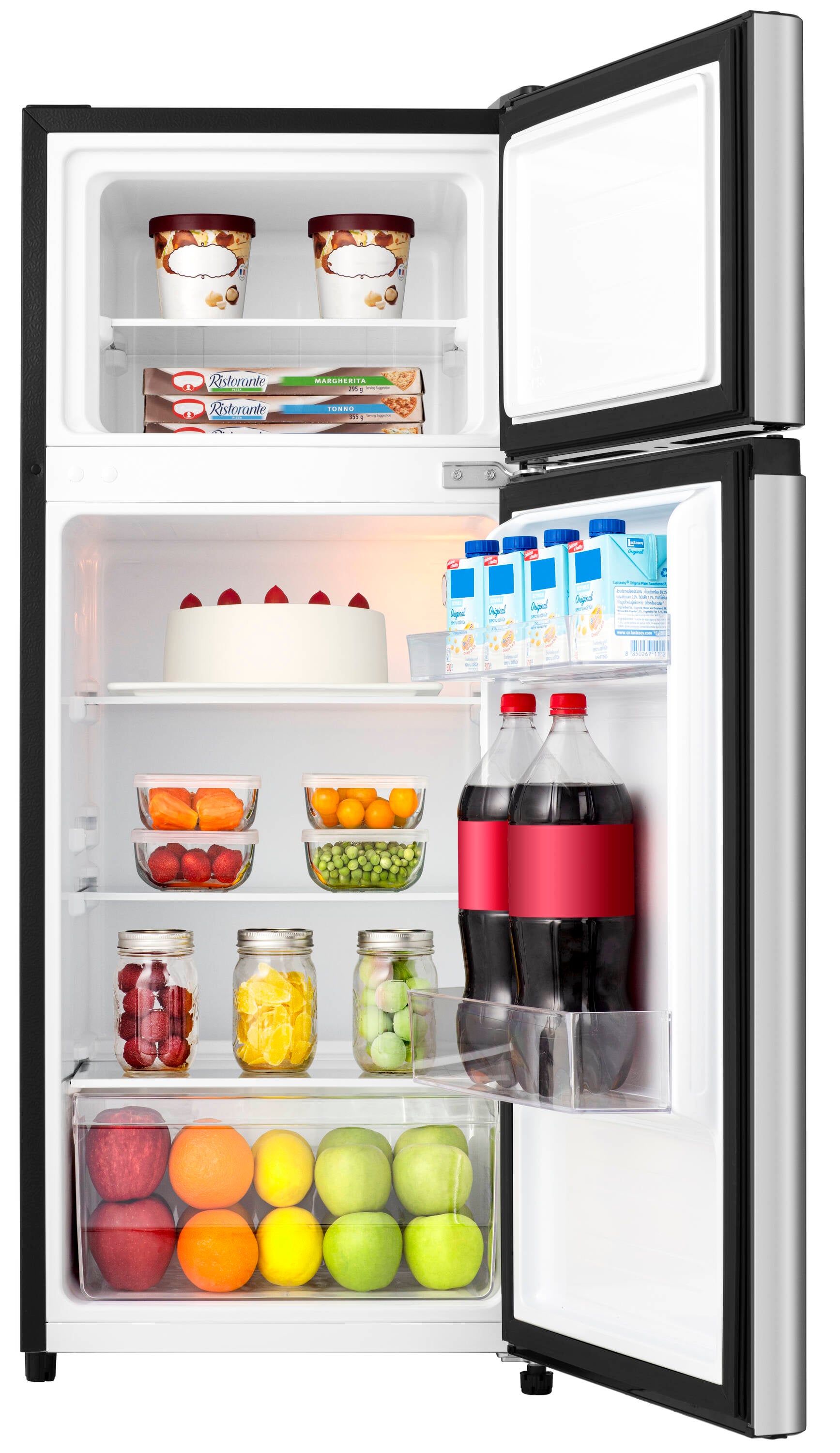 Refrigerador compacto Hisense de 4.4 pies cúbicos con congelador (color plata) certificado ENERGY STAR HRT044AVE