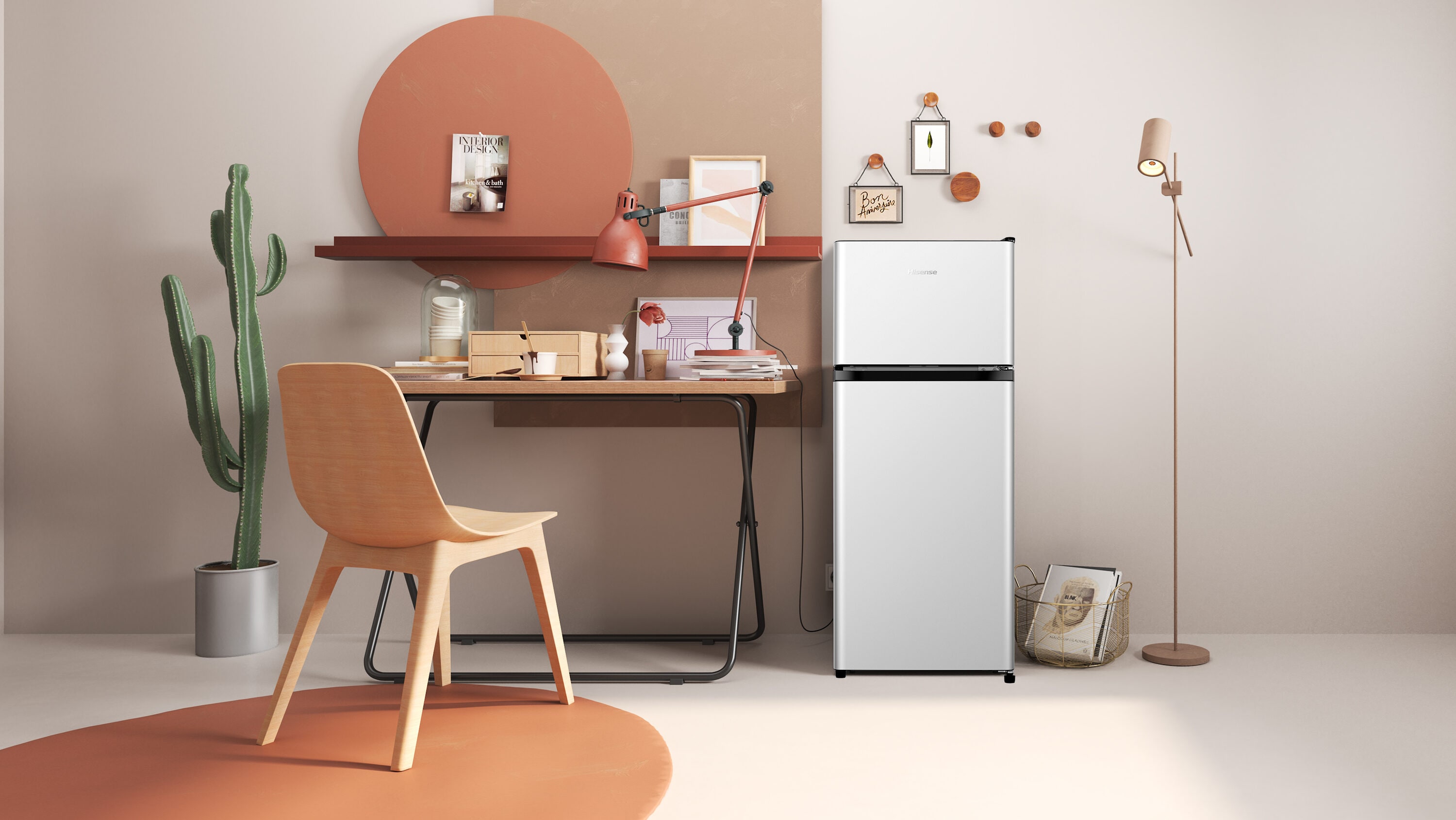 Refrigerador compacto Hisense de 4.4 pies cúbicos con congelador (color plata) certificado ENERGY STAR HRT044AVE