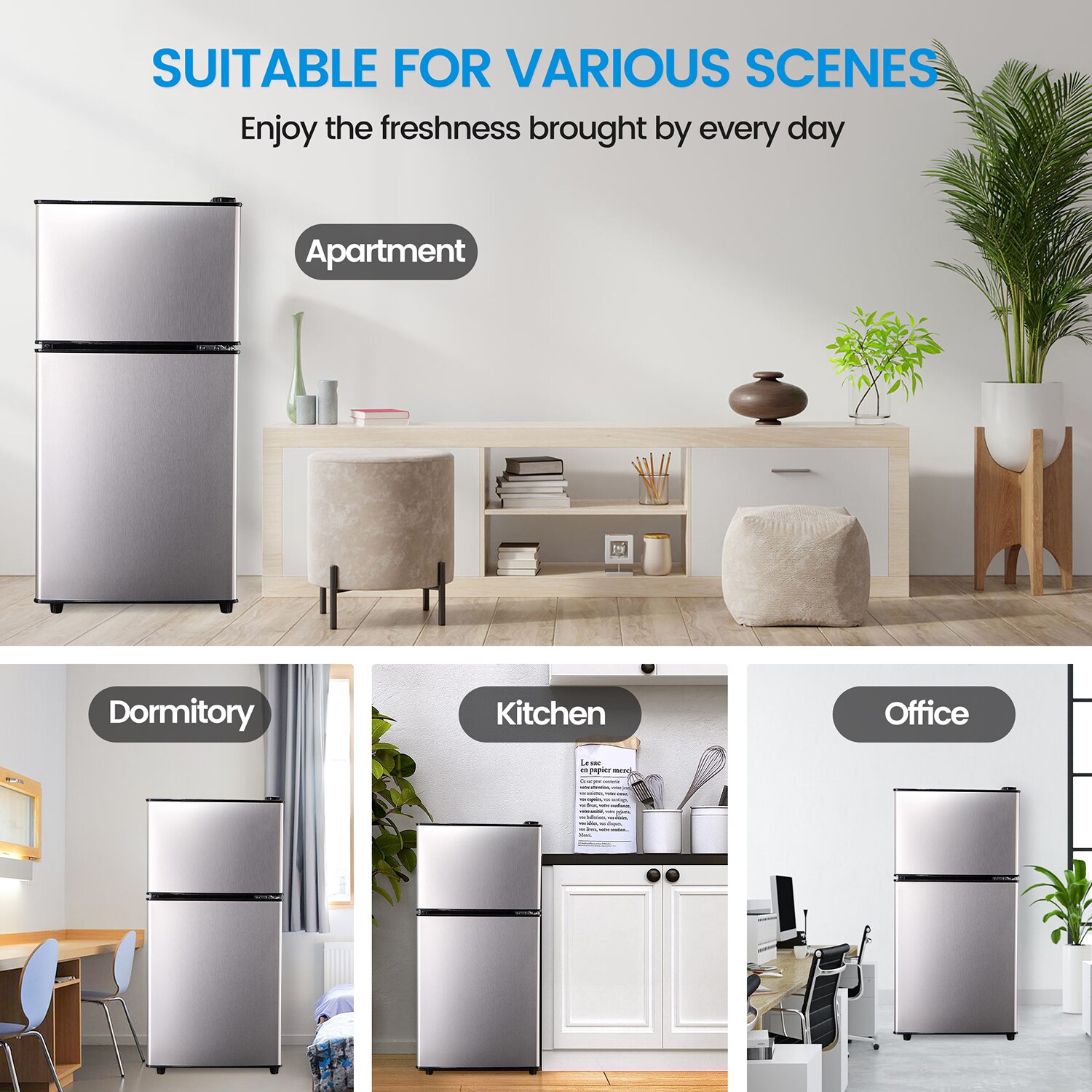 Refrigerador Mini de 3.5 Pies Cúbicos con Congelador (Plata) Eficiencia Energética STAR