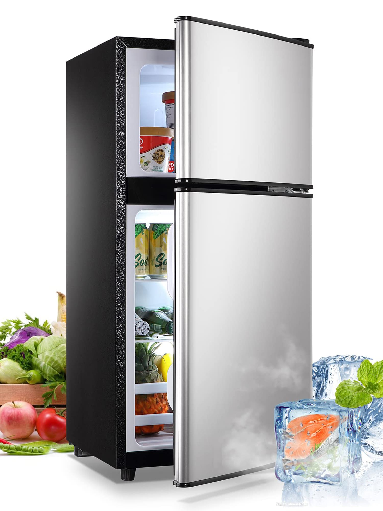 Refrigerador Mini de 3.5 Pies Cúbicos con Congelador (Plata) Eficiencia Energética STAR
