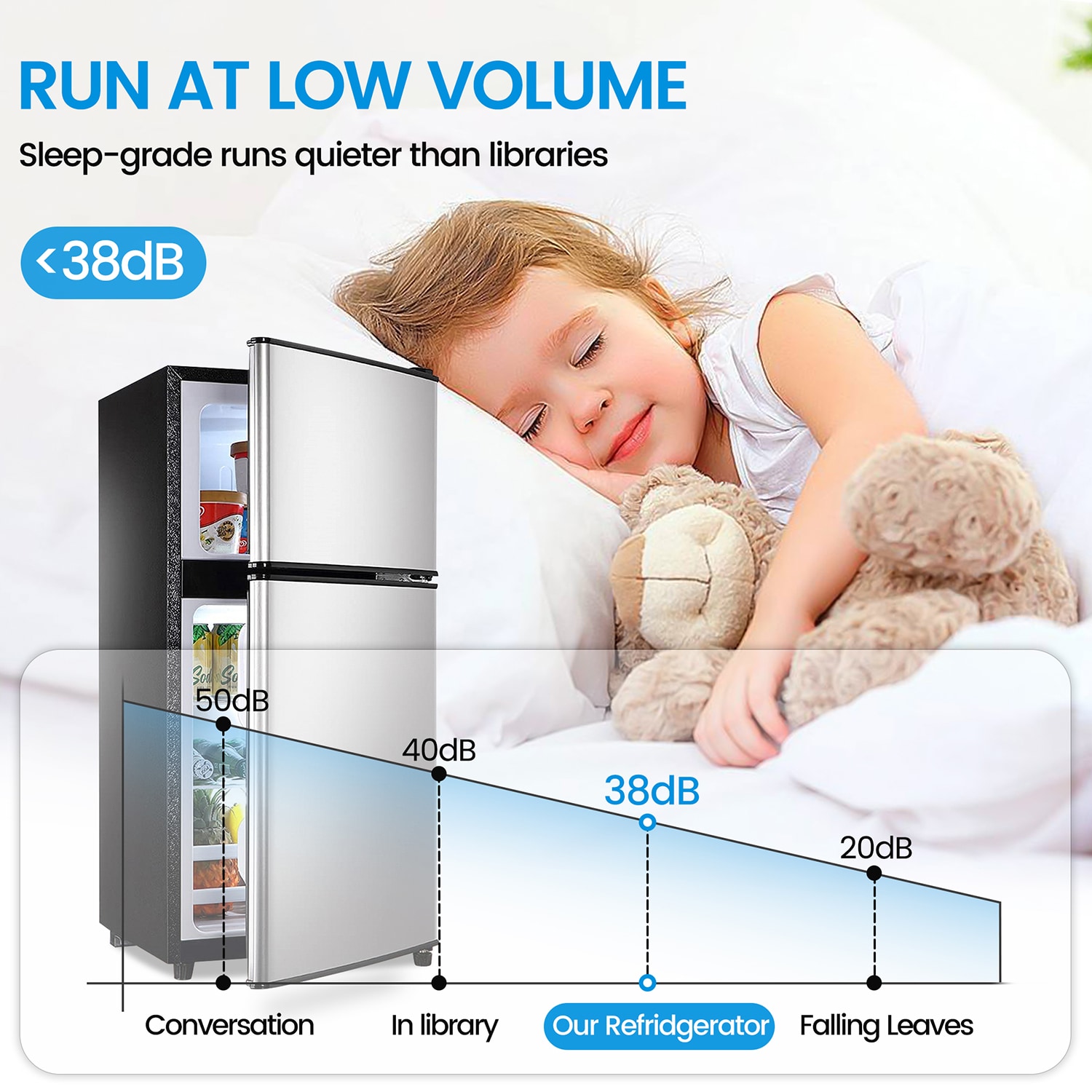 Refrigerador Mini de 3.5 Pies Cúbicos con Congelador (Plata) Eficiencia Energética STAR