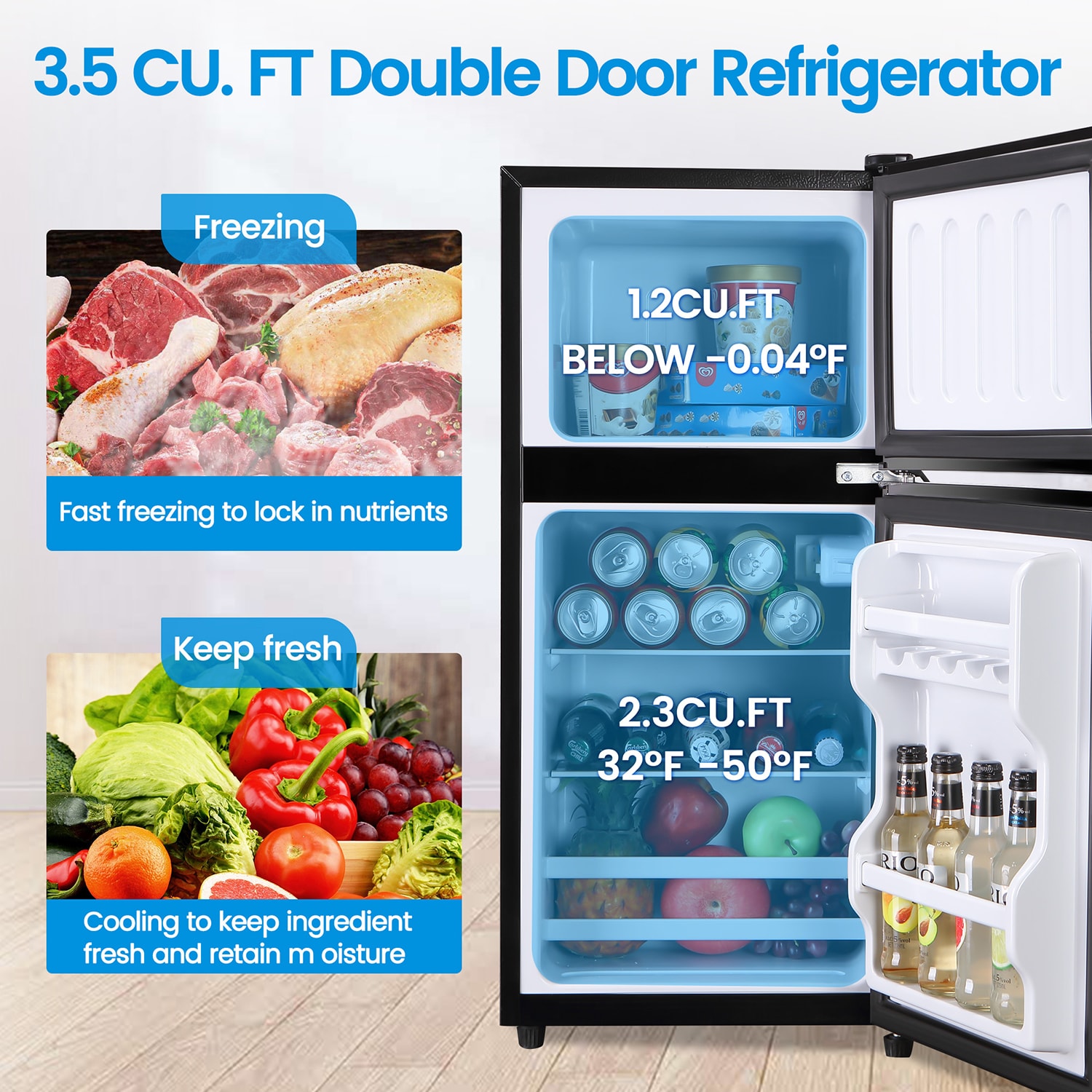 Mini refrigerador con congelador de 3.5 pies cúbicos de Jeremy Cass (Negro) ENERGY STAR