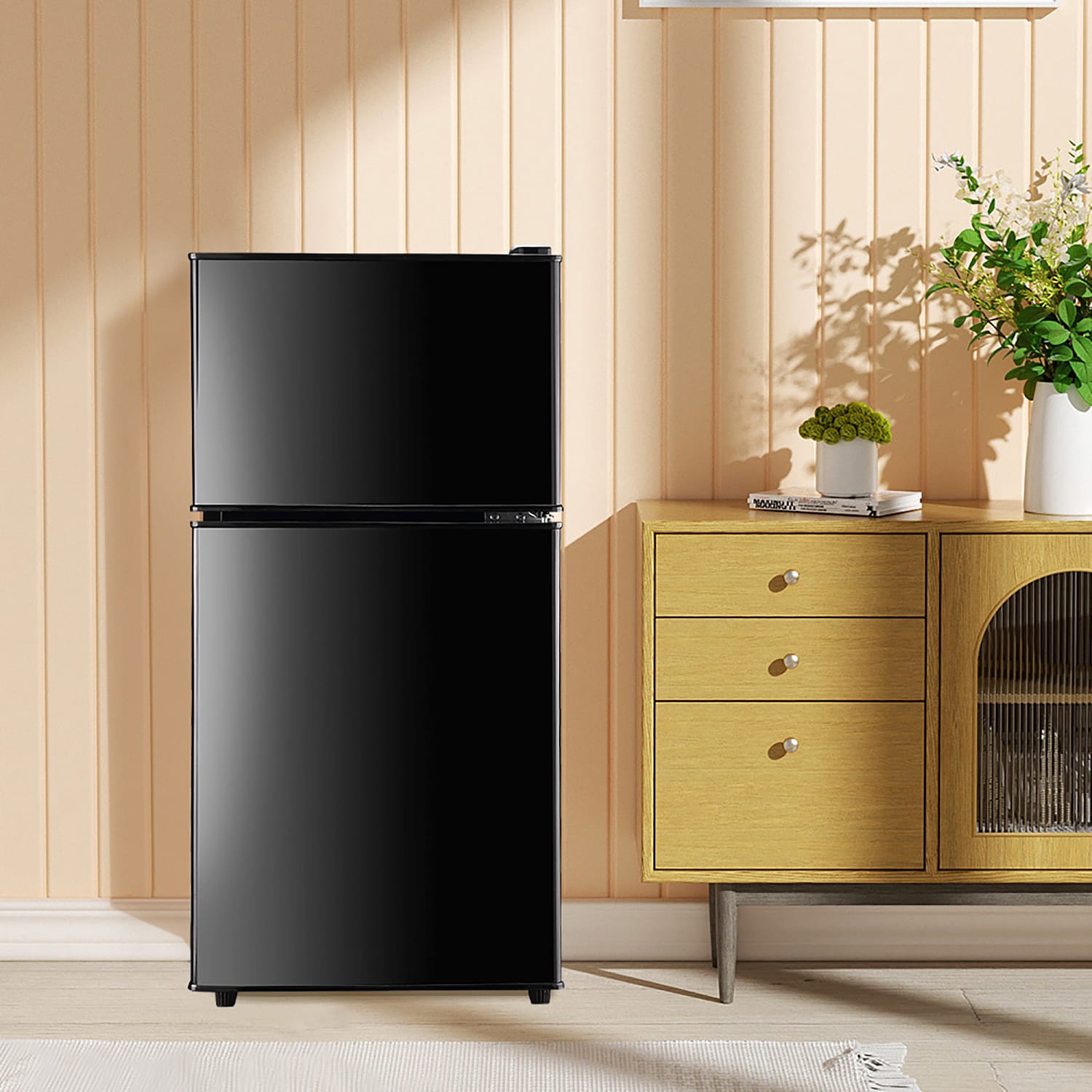 Mini refrigerador con congelador de 3.5 pies cúbicos de Jeremy Cass (Negro) ENERGY STAR