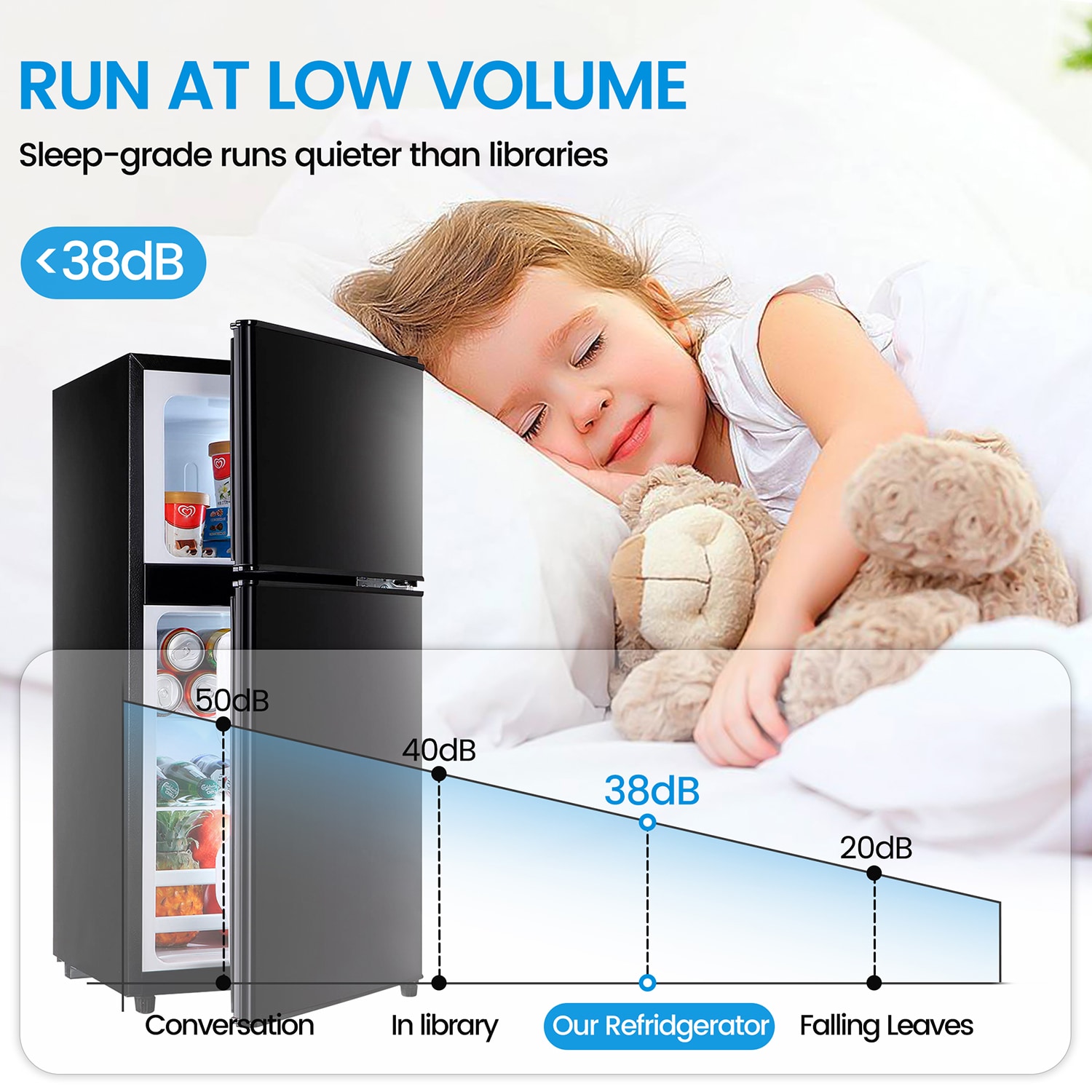 Mini refrigerador con congelador de 3.5 pies cúbicos de Jeremy Cass (Negro) ENERGY STAR