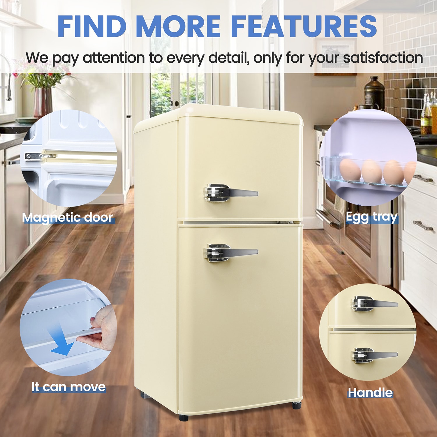 Refrigerador Mini de 3.5 pies cúbicos con congelador (Blanco Crema) con certificación ENERGY STAR