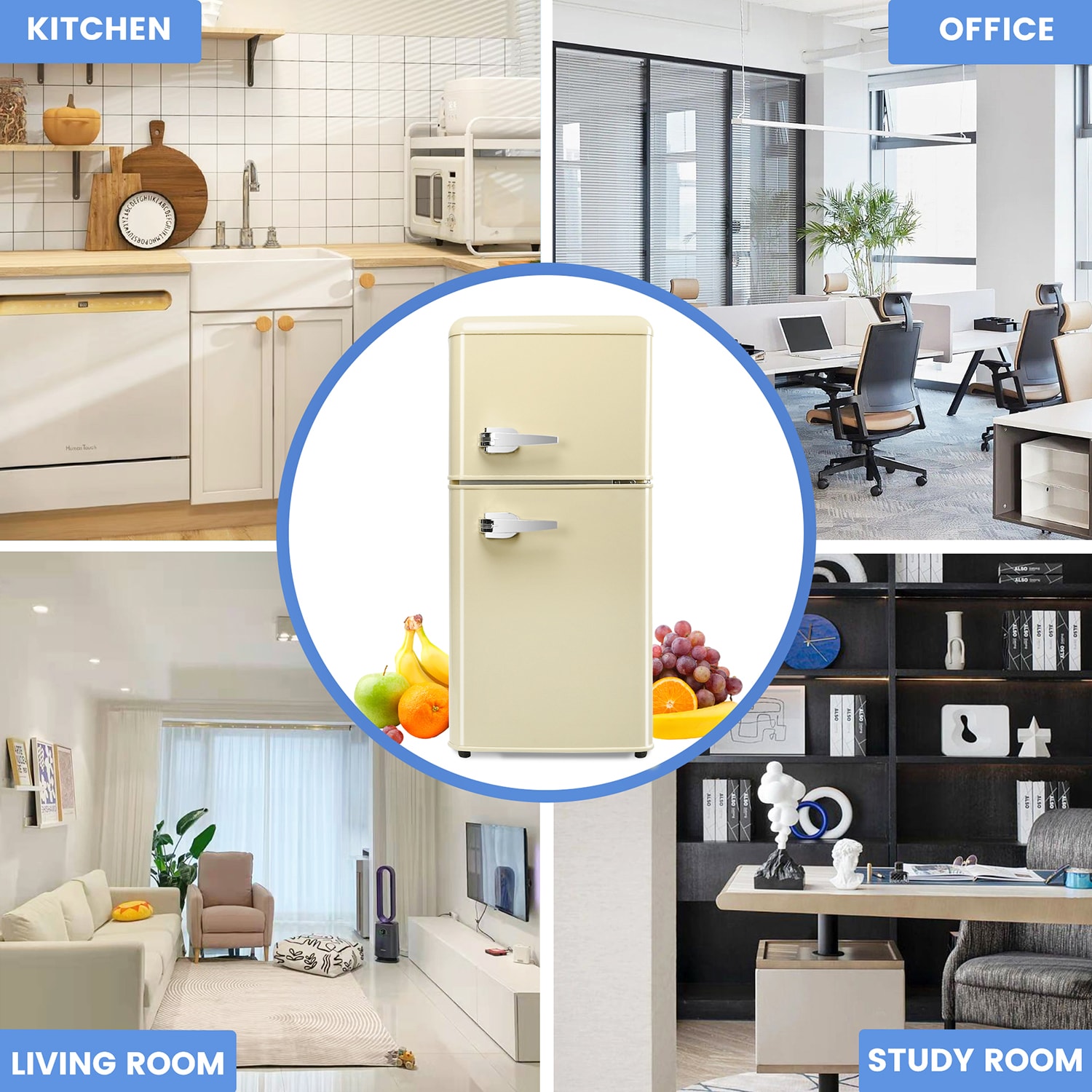 Refrigerador Mini de 3.5 pies cúbicos con congelador (Blanco Crema) con certificación ENERGY STAR