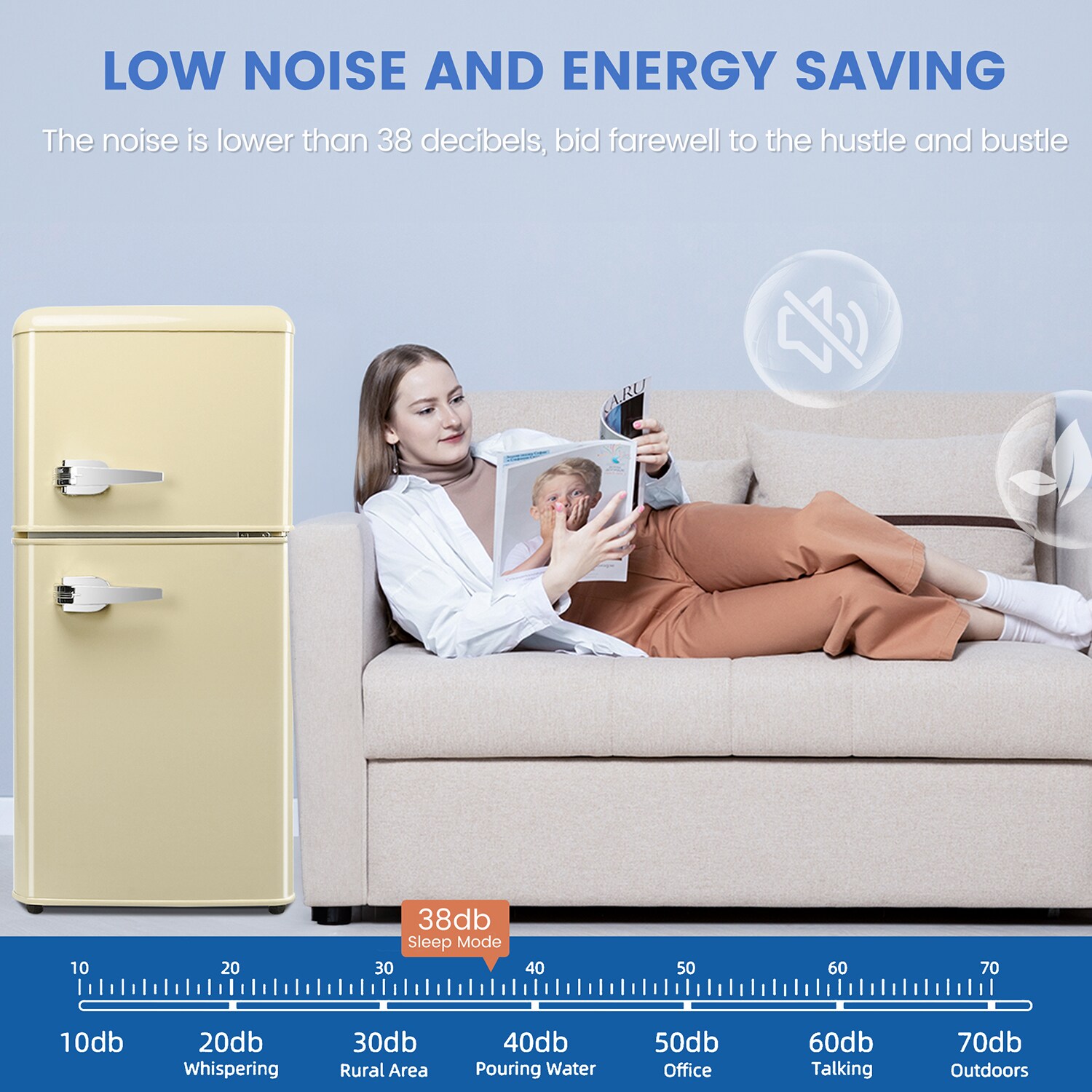 Refrigerador Mini de 3.5 pies cúbicos con congelador (Blanco Crema) con certificación ENERGY STAR