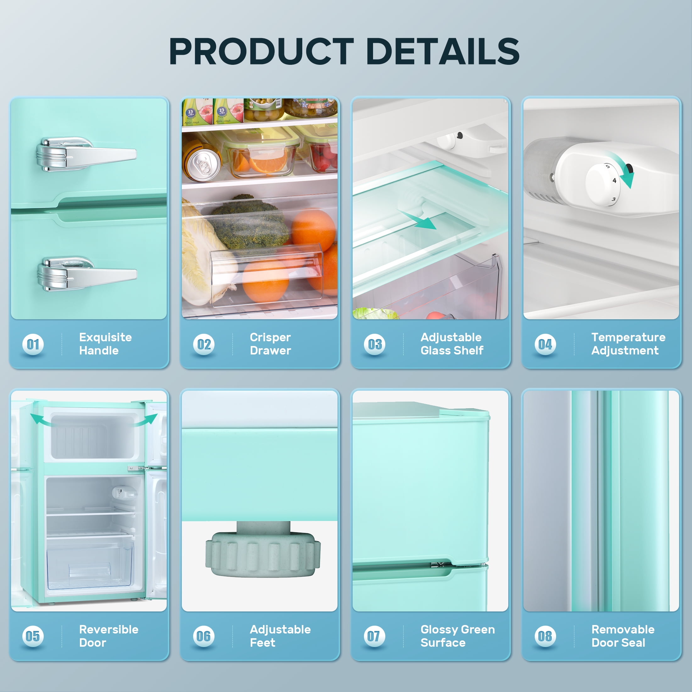 Refrigerador Mini de 3.2 pies cúbicos con Congelador (Verde)
