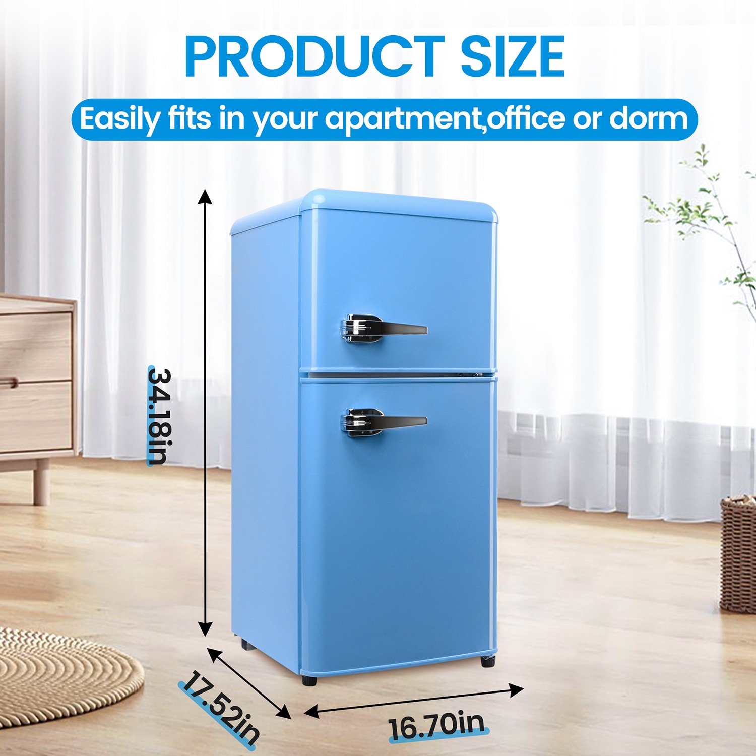 Refrigerador Mini de 3.5 pies cúbicos con congelador (Azul) ENERGY STAR