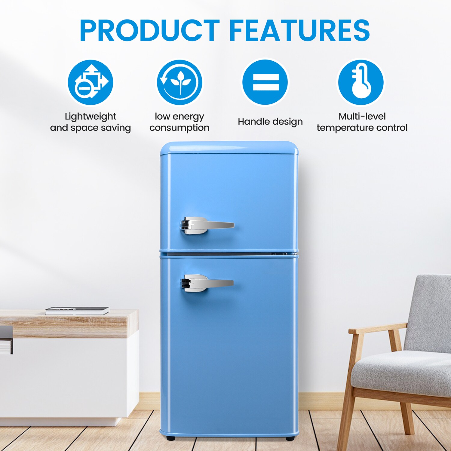 Refrigerador Mini de 3.5 pies cúbicos con congelador (Azul) ENERGY STAR