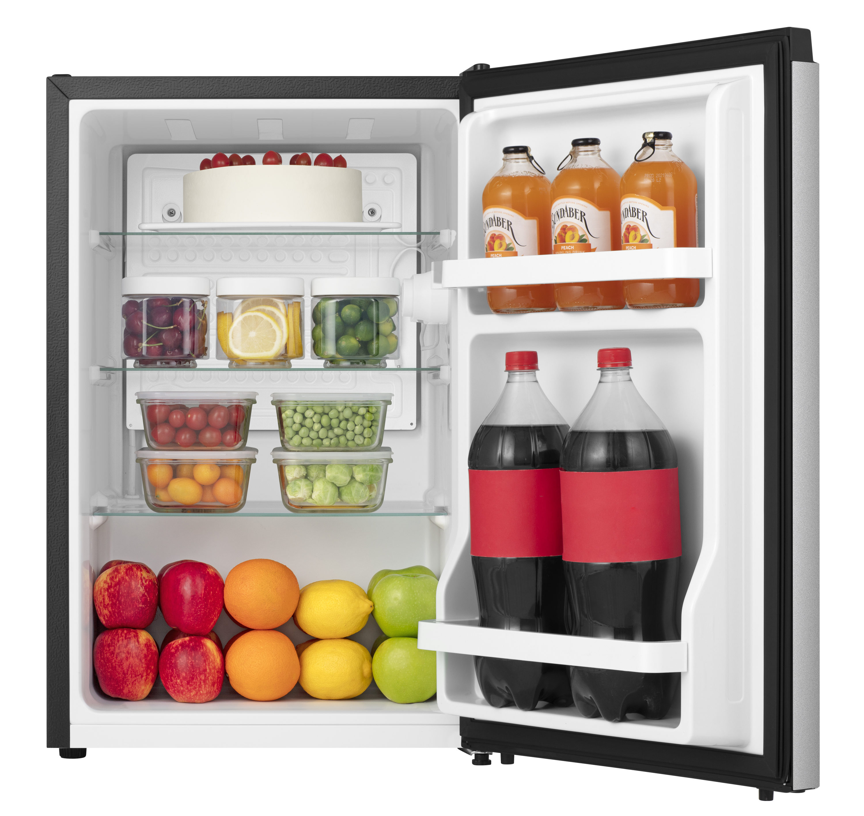 Refrigerador Mini Hisense de 2.5 pies cúbicos (Plata) con certificación ENERGY STAR LMS026M6RVE