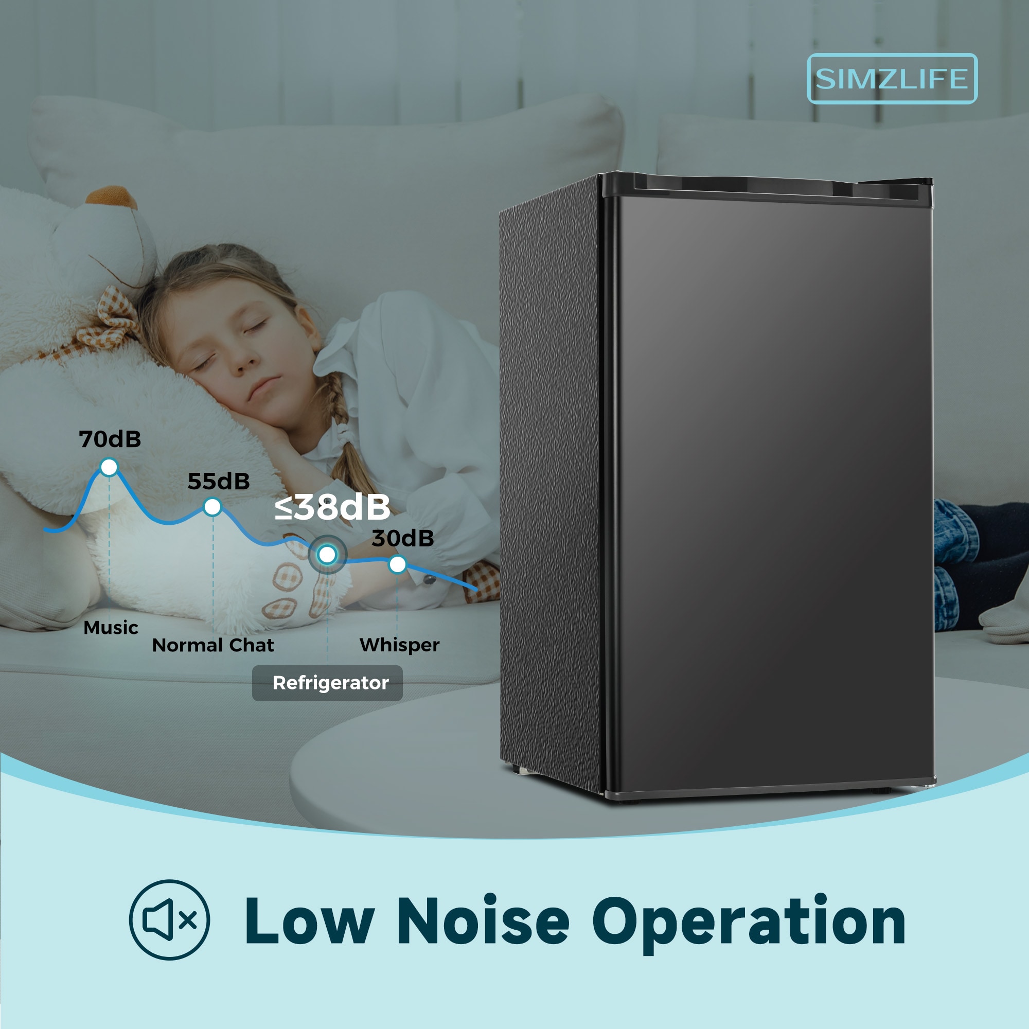 Refrigerador de 3.2 pies cúbicos con congelador (negro) listo para el garaje SIMZLIFE RSD-32H