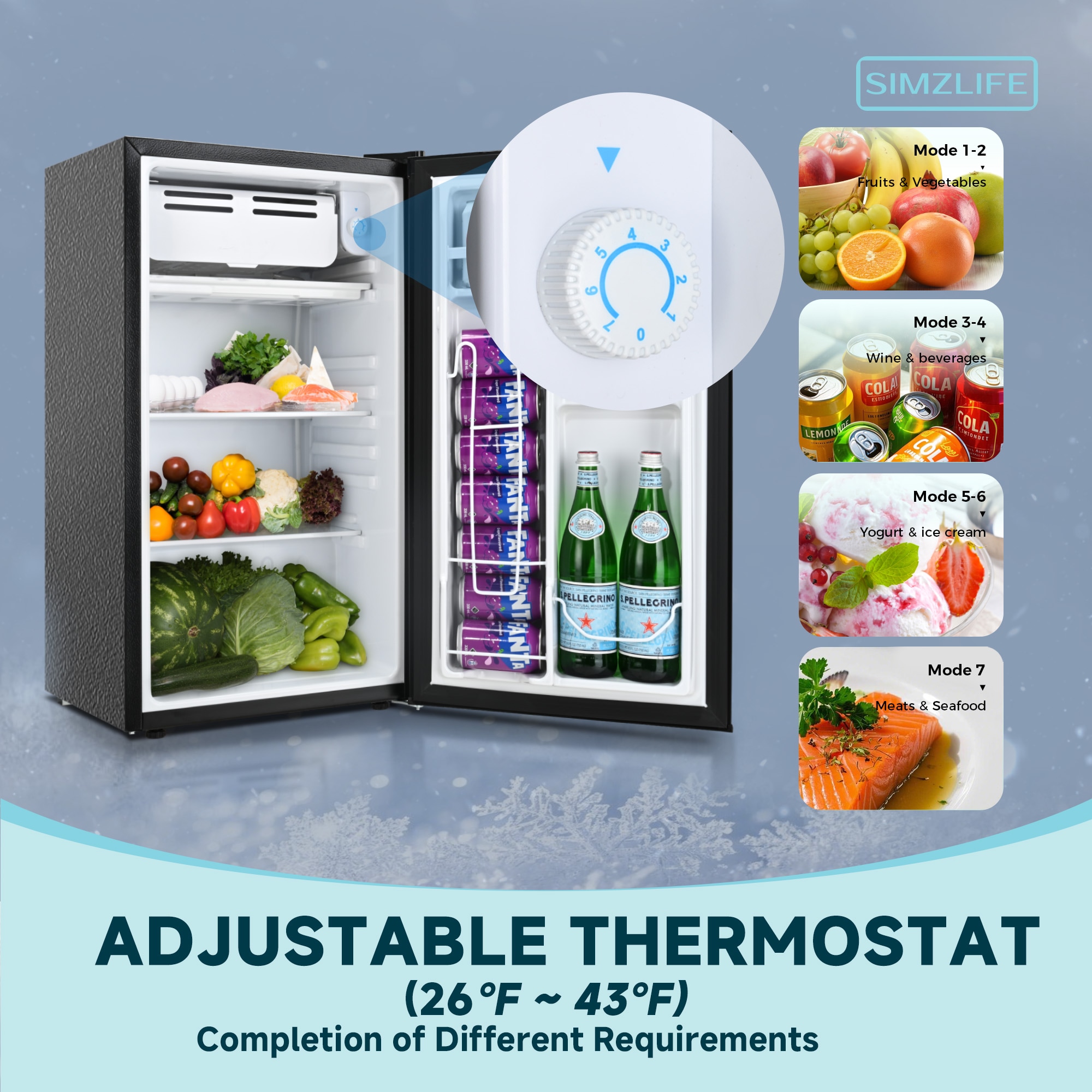Refrigerador de 3.2 pies cúbicos con congelador (negro) listo para el garaje SIMZLIFE RSD-32H