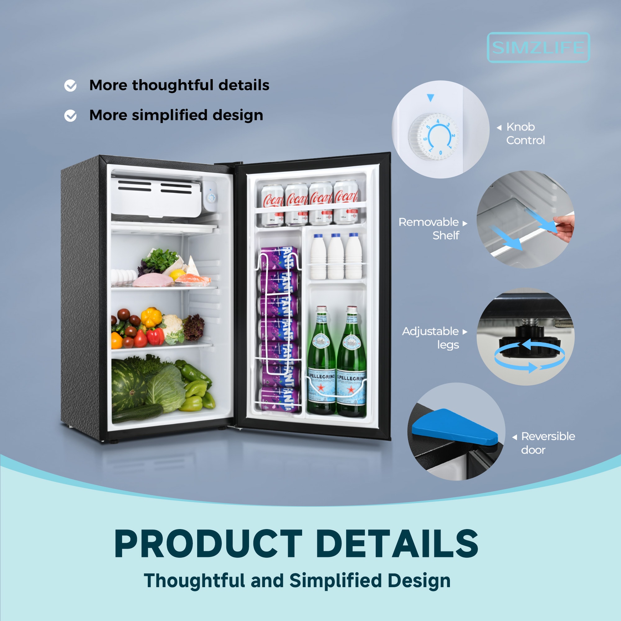 Refrigerador de 3.2 pies cúbicos con congelador (negro) listo para el garaje SIMZLIFE RSD-32H