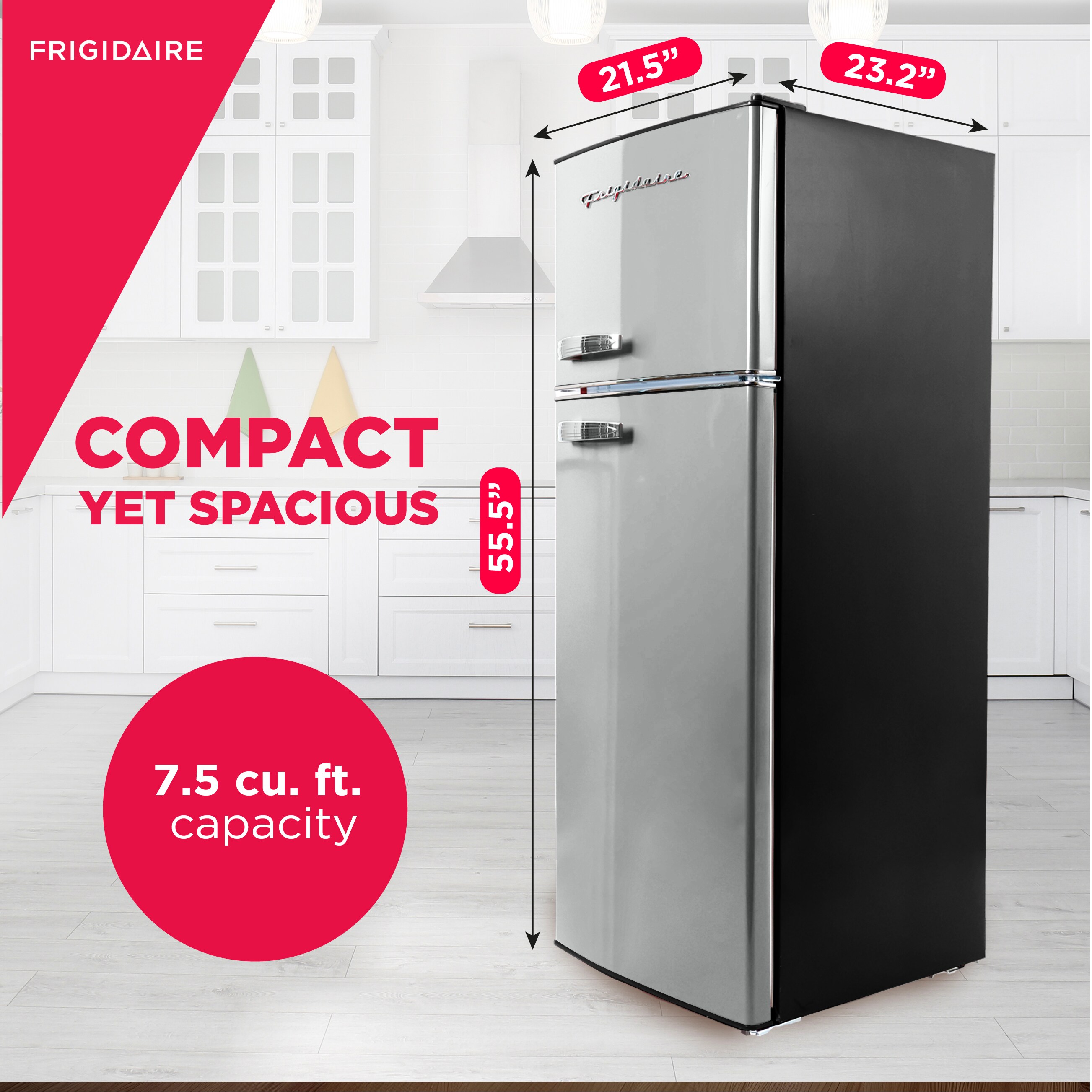 Refrigerador Mini de 7.5 pies cúbicos con Congelador (Acero inoxidable) EFR753-PLATINUM