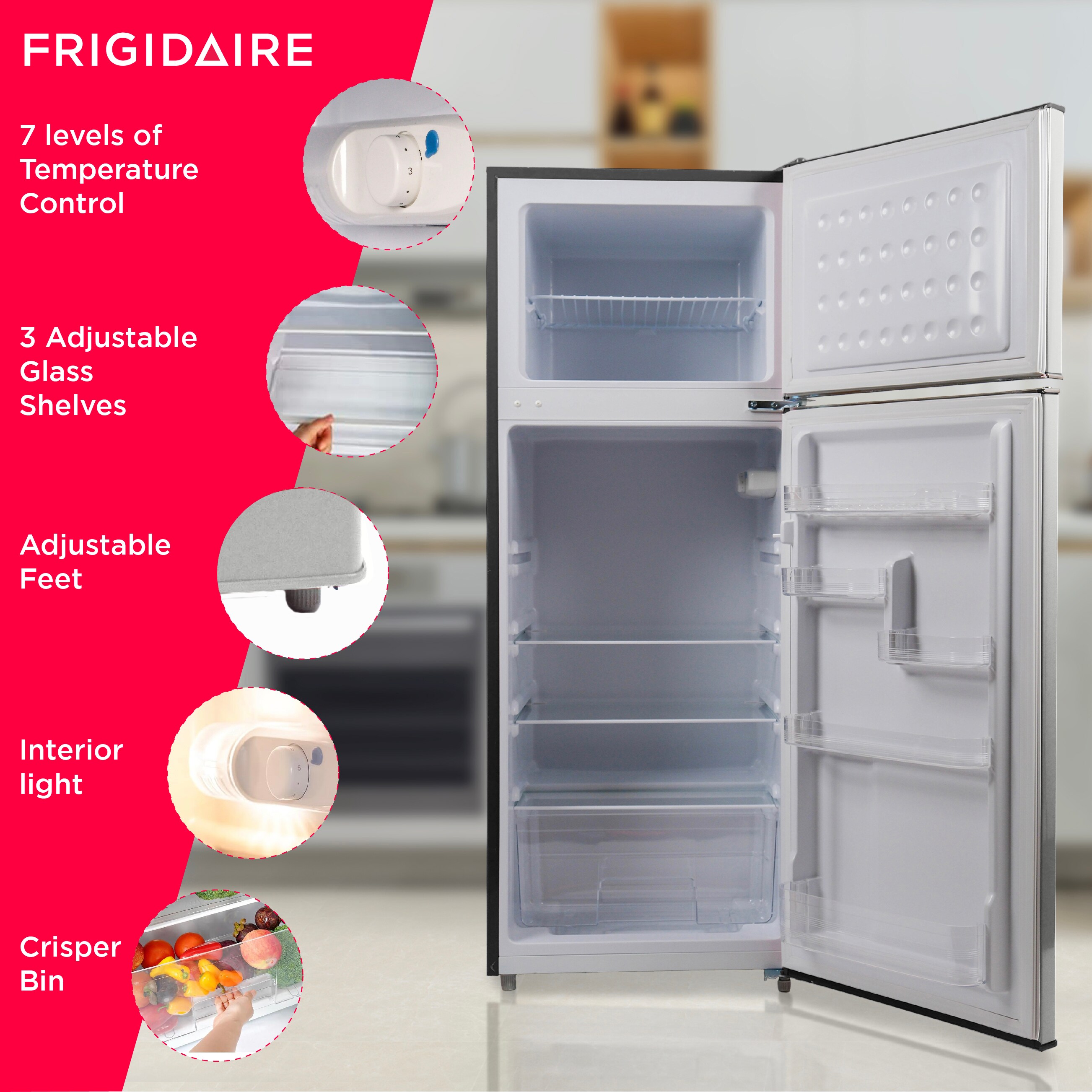 Refrigerador Mini de 7.5 pies cúbicos con Congelador (Acero inoxidable) EFR753-PLATINUM