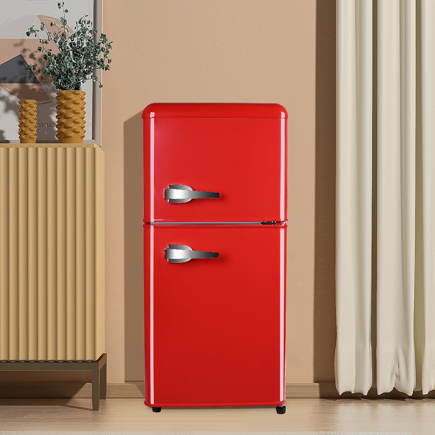 Refrigerador Mini de 3.5 pies cúbicos con congelador (Rojo) certificado ENERGY STAR de Jeremy Cass.