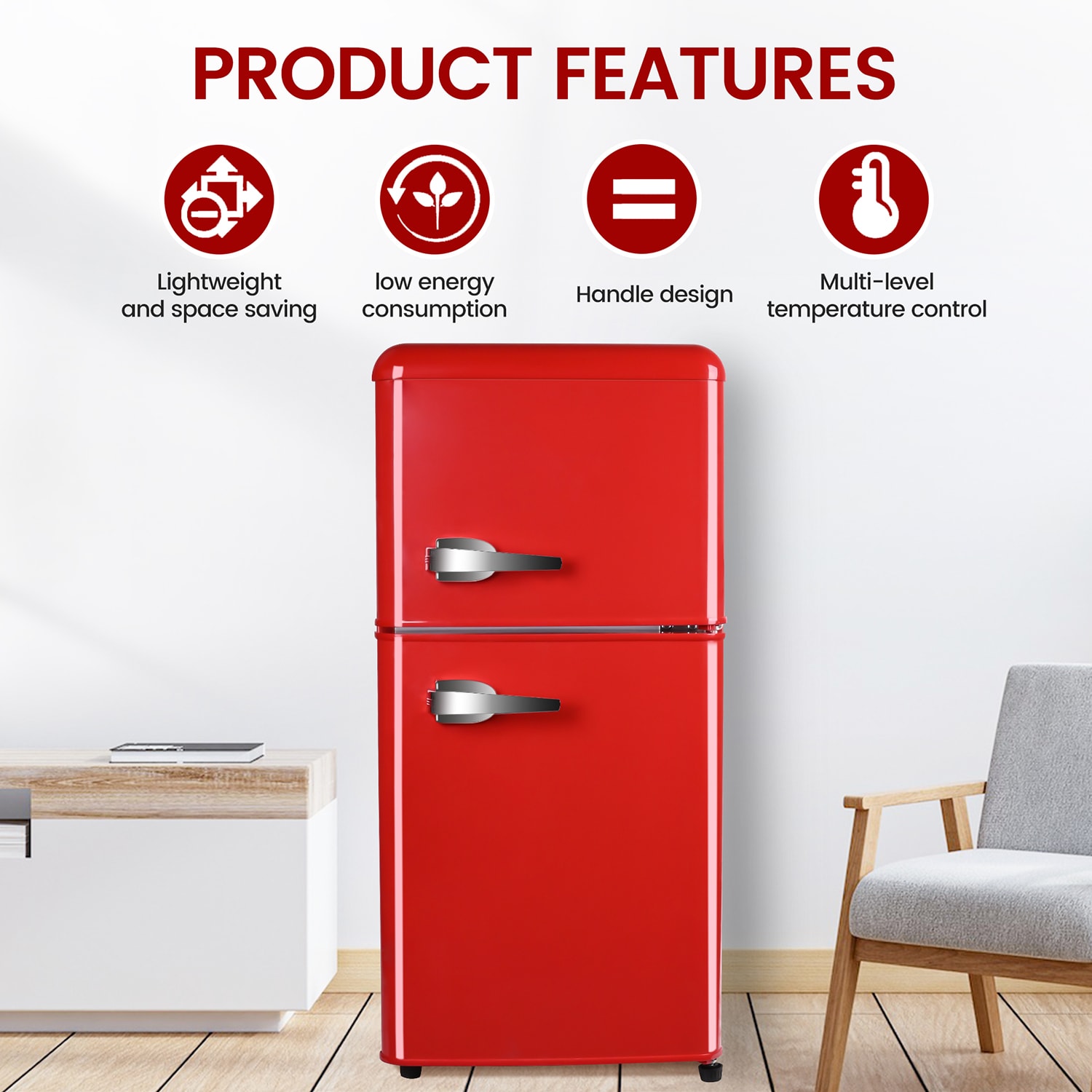 Refrigerador Mini de 3.5 pies cúbicos con congelador (Rojo) certificado ENERGY STAR de Jeremy Cass.