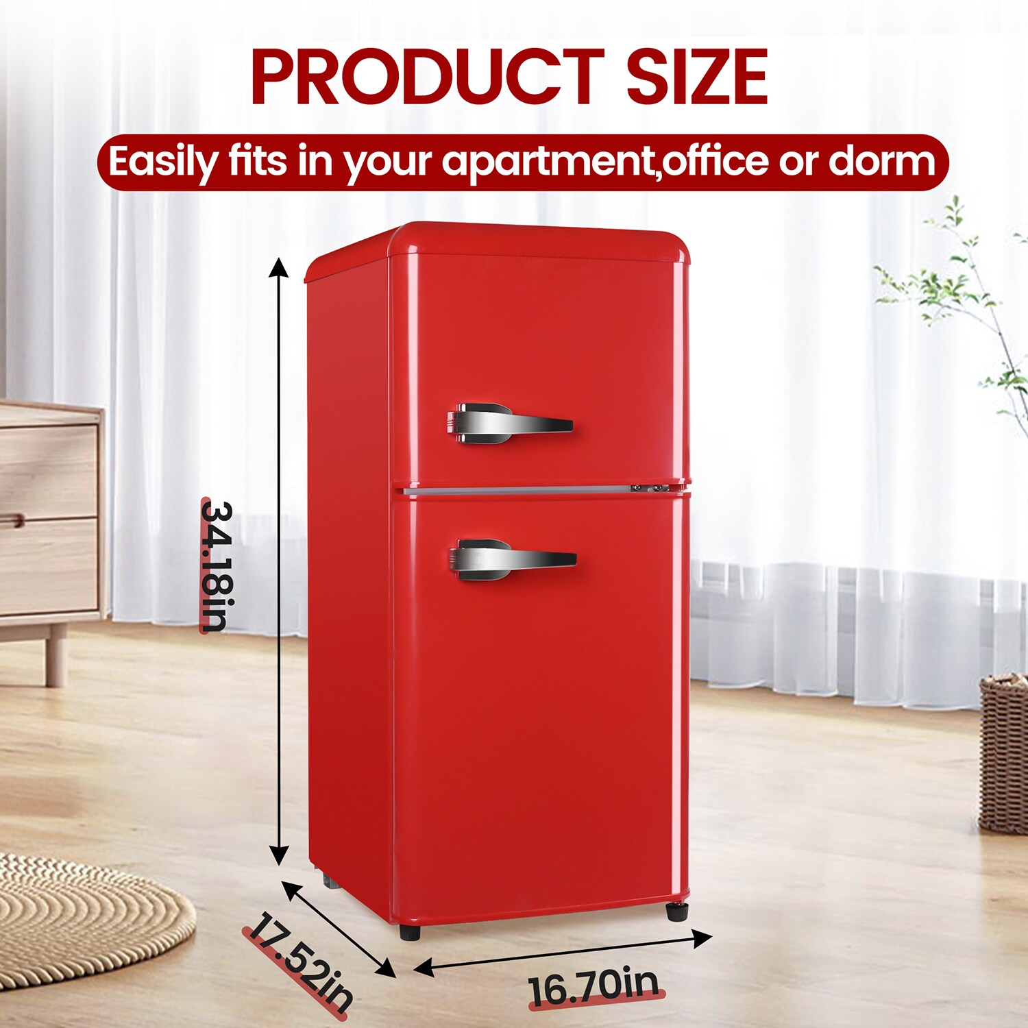 Refrigerador Mini de 3.5 pies cúbicos con congelador (Rojo) certificado ENERGY STAR de Jeremy Cass.