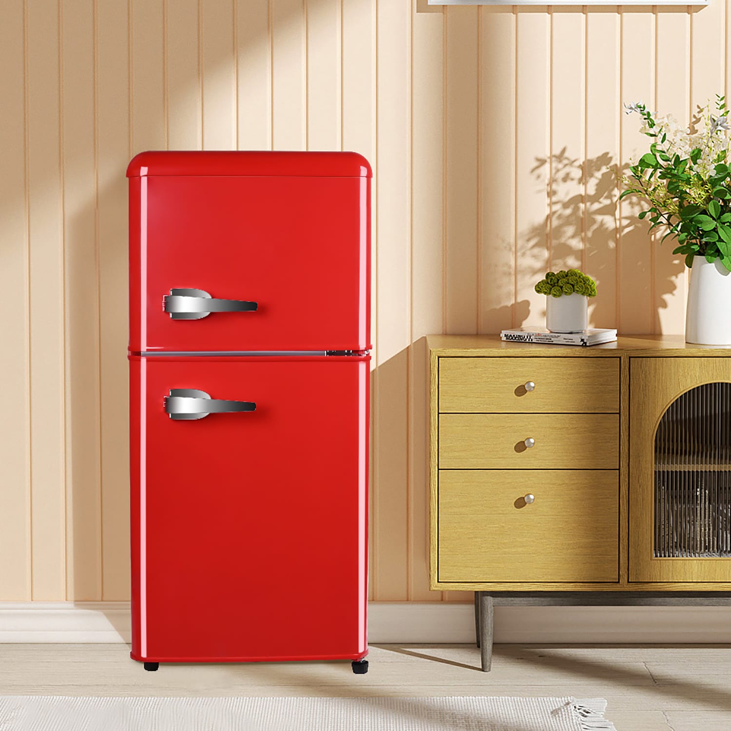Refrigerador Mini de 3.5 pies cúbicos con congelador (Rojo) certificado ENERGY STAR de Jeremy Cass.