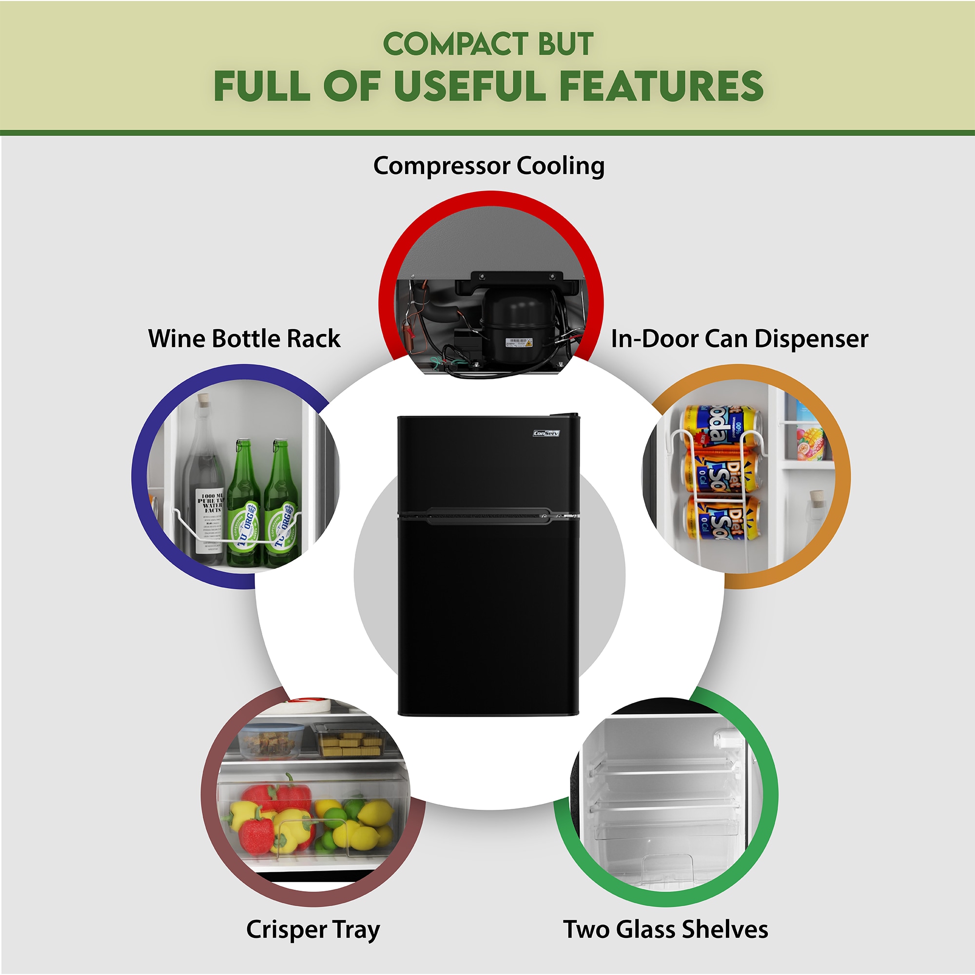 Refrigerador Mini con Congelador de 3.2 pies cúbicos (negro) con certificación ENERGY STAR - Modelo CRF 320 B de Equator Advanced Appliances