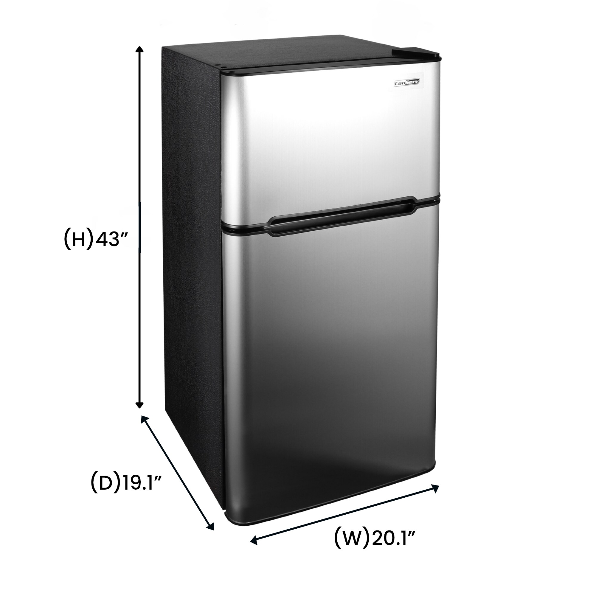Refrigerador Mini ConServ de 4.5 pies cúbicos con congelador (Acero Inoxidable) CRMF 4502 ACERO.