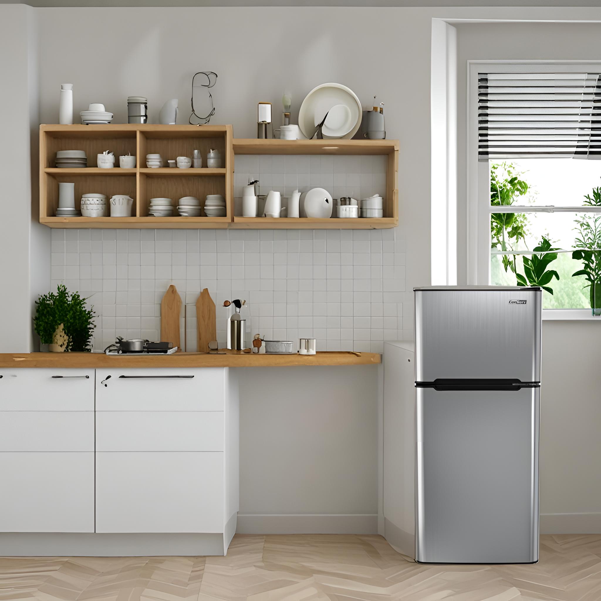Refrigerador Mini ConServ de 4.5 pies cúbicos con congelador (Acero Inoxidable) CRMF 4502 ACERO.