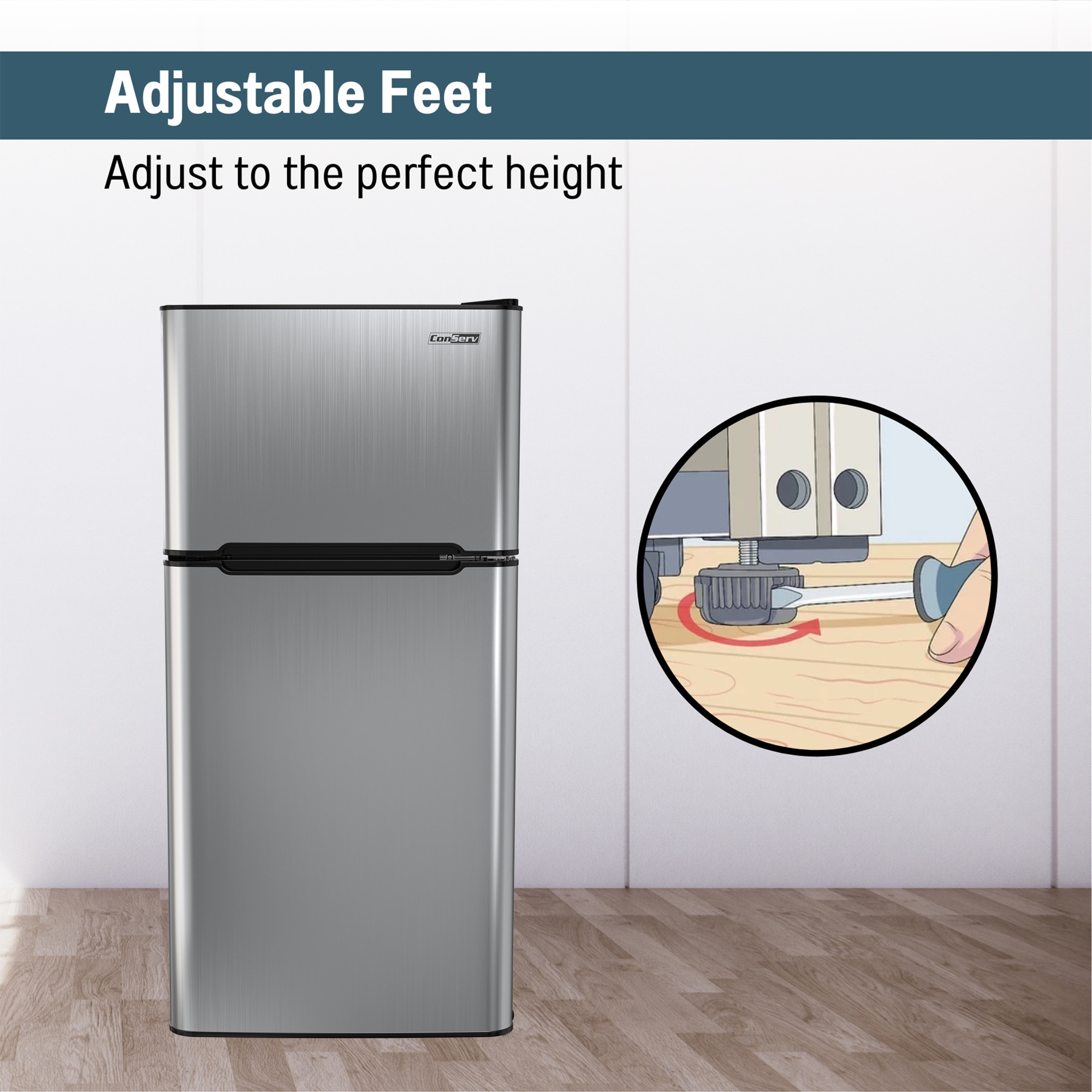 Refrigerador Mini ConServ de 4.5 pies cúbicos con congelador (Acero Inoxidable) CRMF 4502 ACERO.