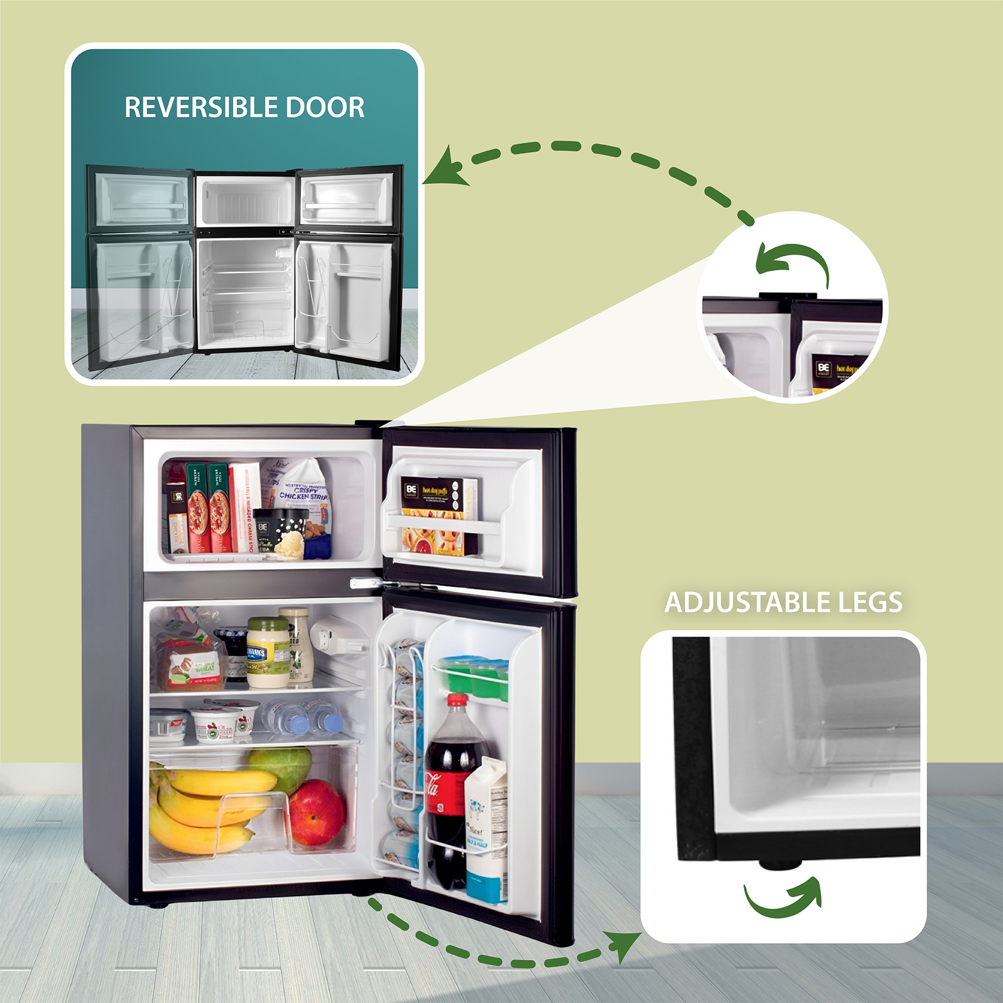 Mini refrigerador con congelador de 3.2 pies cúbicos de acero inoxidable ENERGY STAR CRF 320 S de Equator Advanced Appliances