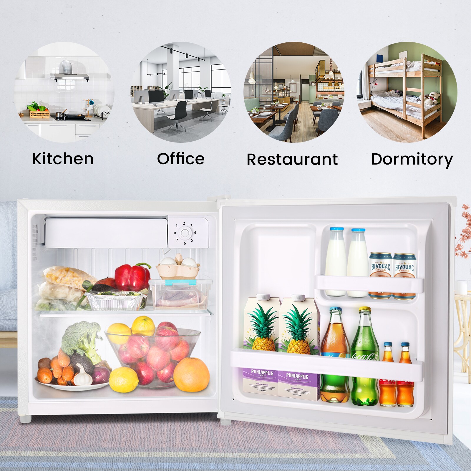 Refrigerador Mini de 1.4 pies cúbicos con congelador (blanco) Listo para Garaje LSF6840-BLANCO