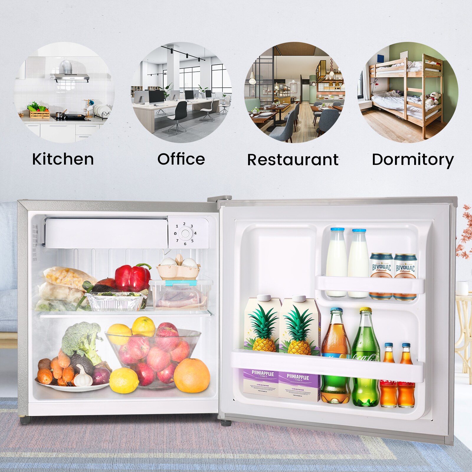Refrigerador mini de 1.4 pies cúbicos con congelador (gris) listo para el garaje LSF6840-PLATA