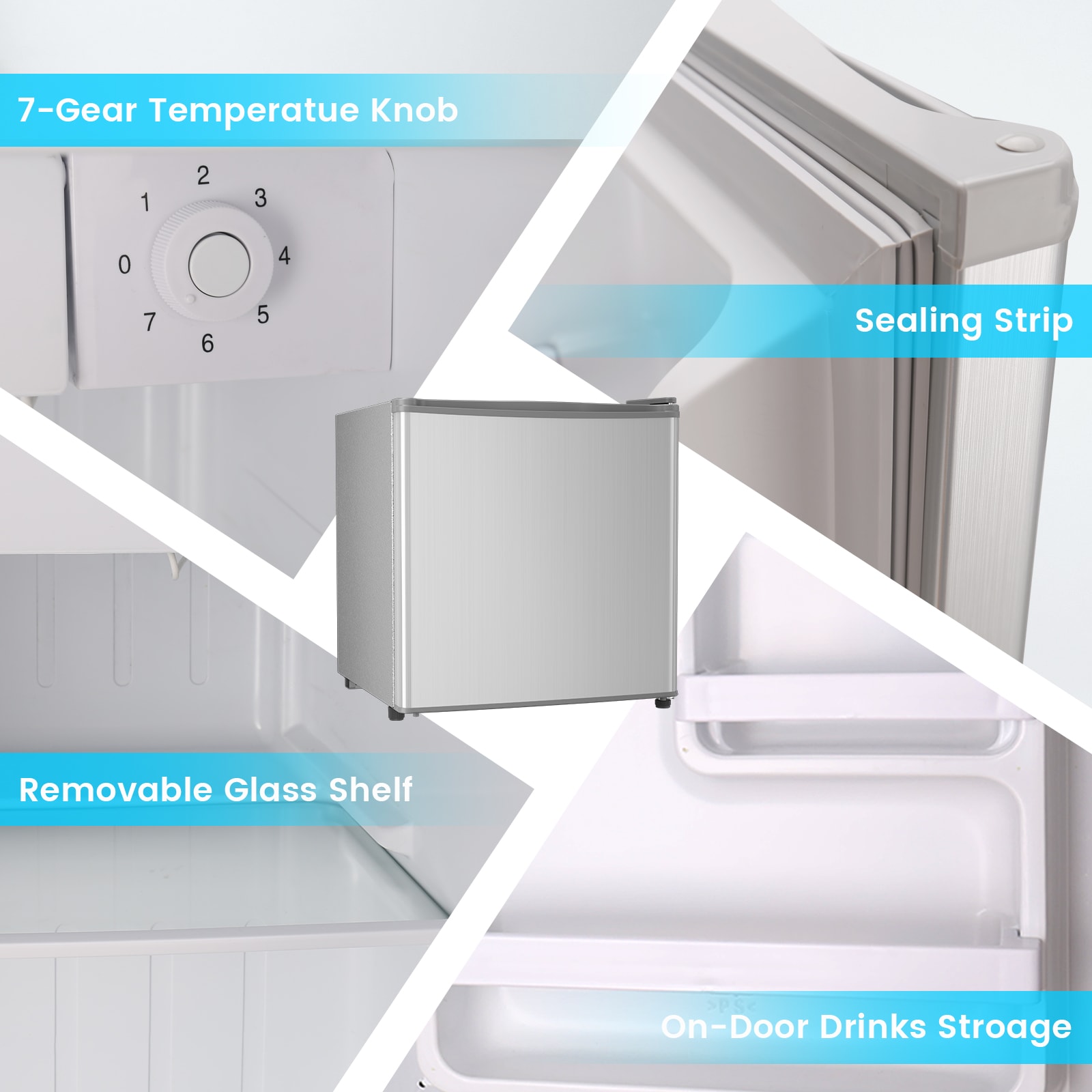 Refrigerador mini de 1.4 pies cúbicos con congelador (gris) listo para el garaje LSF6840-PLATA