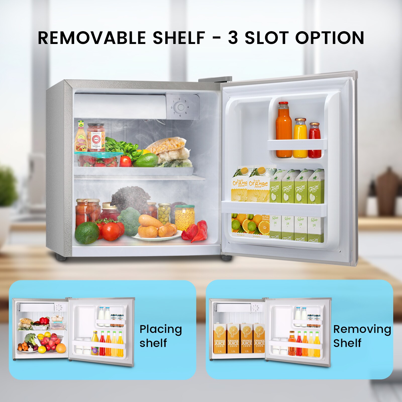 Refrigerador mini de 1.4 pies cúbicos con congelador (gris) listo para el garaje LSF6840-PLATA