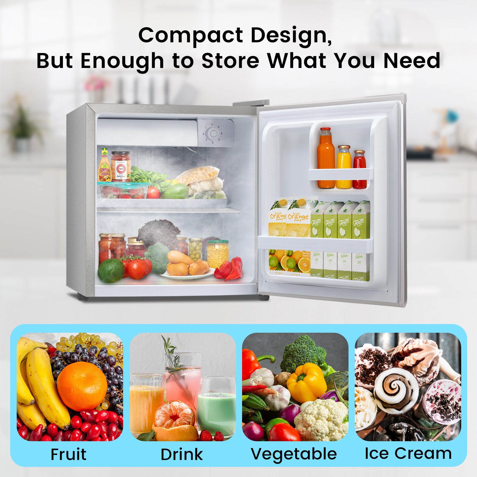 Refrigerador mini de 1.4 pies cúbicos con congelador (gris) listo para el garaje LSF6840-PLATA