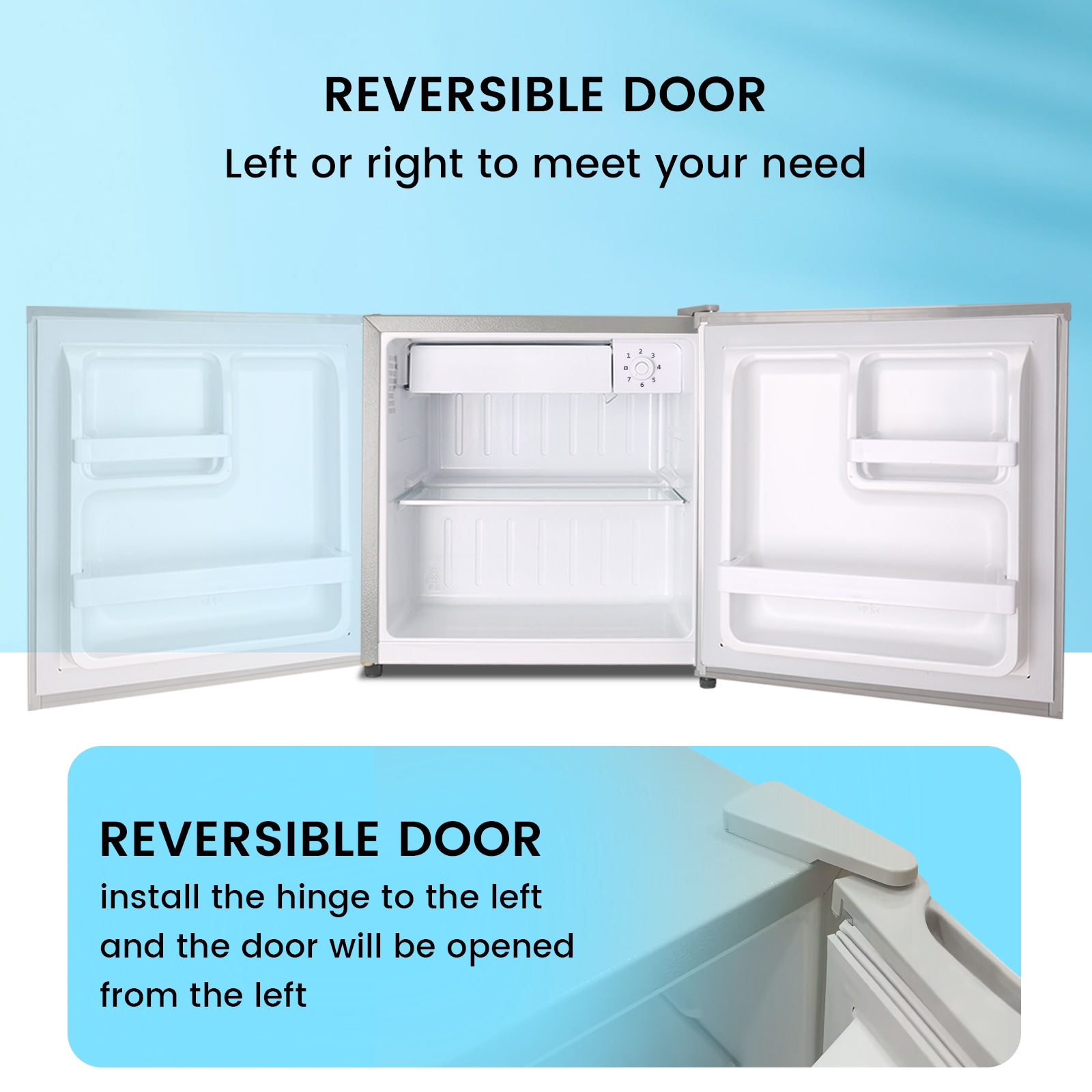 Refrigerador mini de 1.4 pies cúbicos con congelador (gris) listo para el garaje LSF6840-PLATA