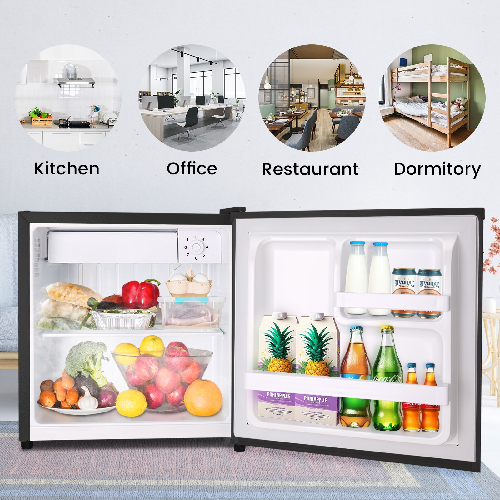 Refrigerador mini de 1.4 pies cúbicos con congelador (negro) listo para el garaje LSF6840-NEGRO
