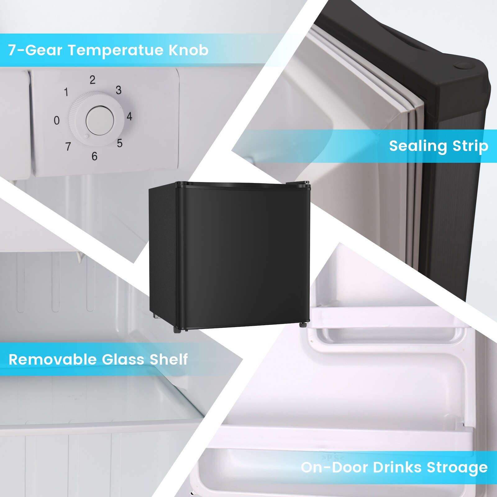 Refrigerador mini de 1.4 pies cúbicos con congelador (negro) listo para el garaje LSF6840-NEGRO