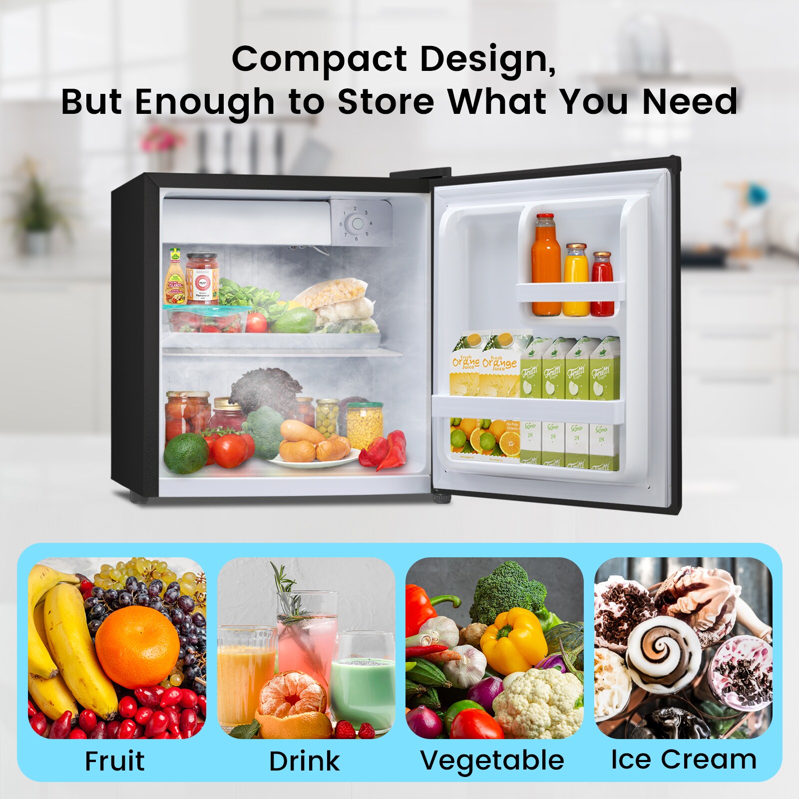 Refrigerador mini de 1.4 pies cúbicos con congelador (negro) listo para el garaje LSF6840-NEGRO