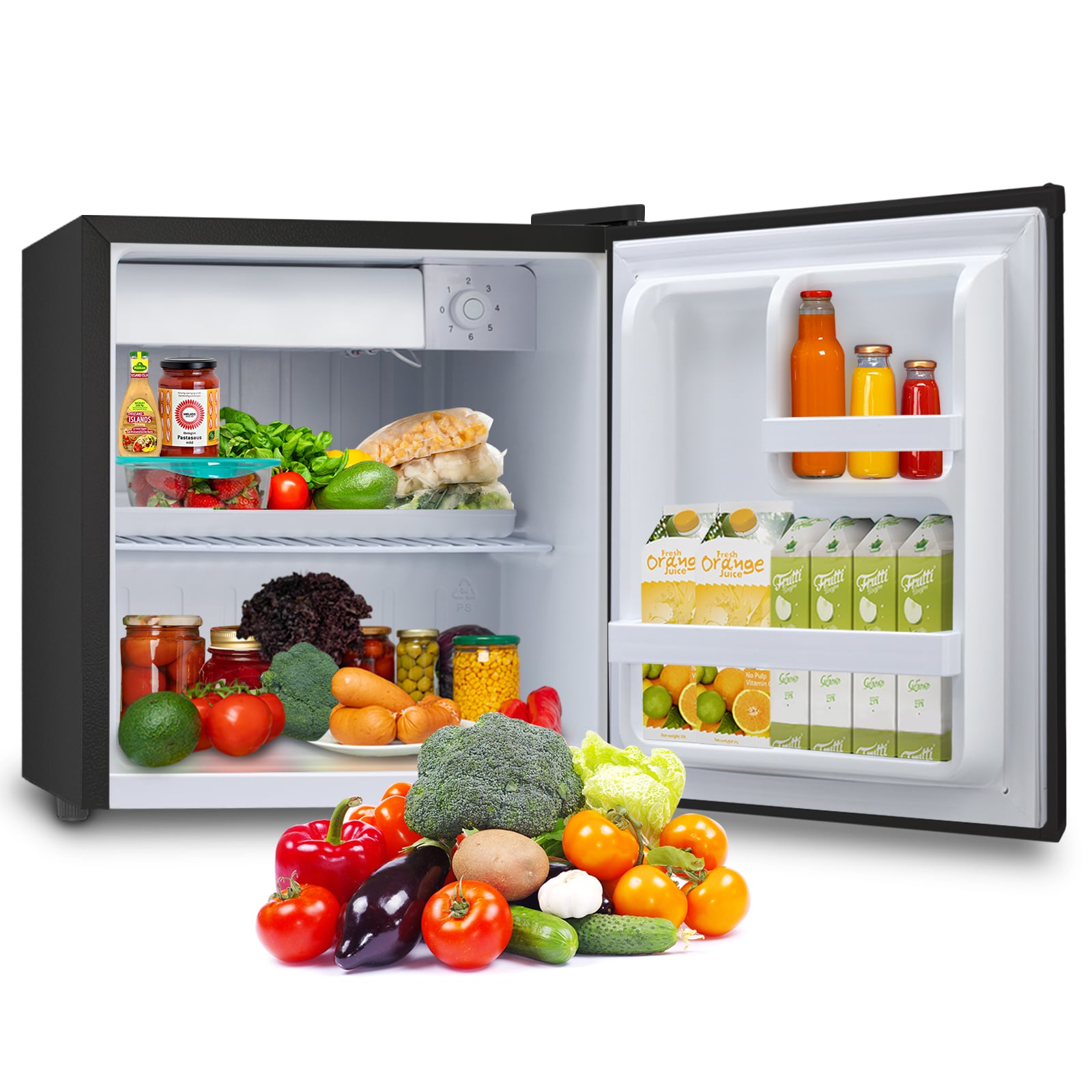 Refrigerador mini de 1.4 pies cúbicos con congelador (negro) listo para el garaje LSF6840-NEGRO