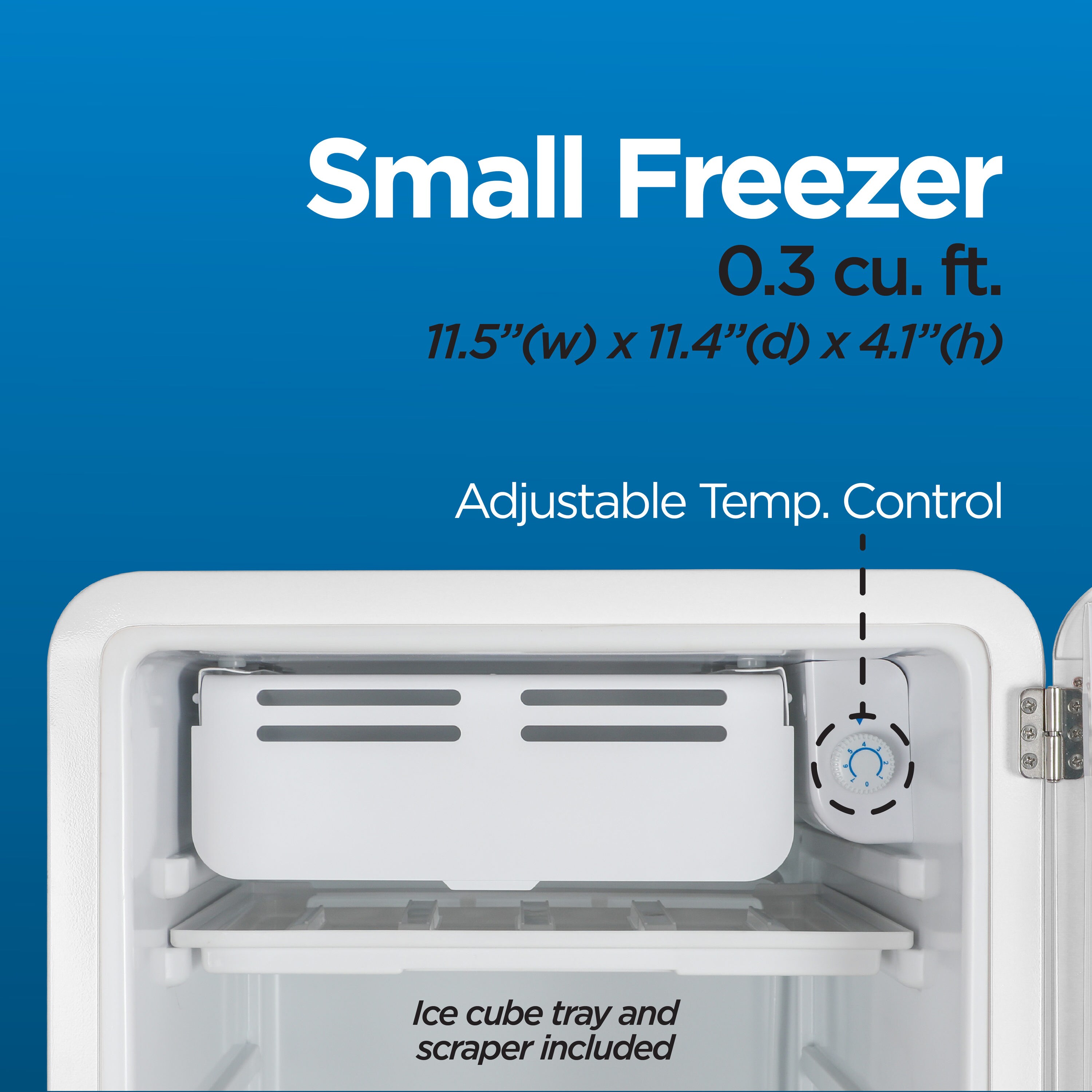 Refrigerador de 3.2 pies cúbicos con congelador, estilo "cool" (blanco)