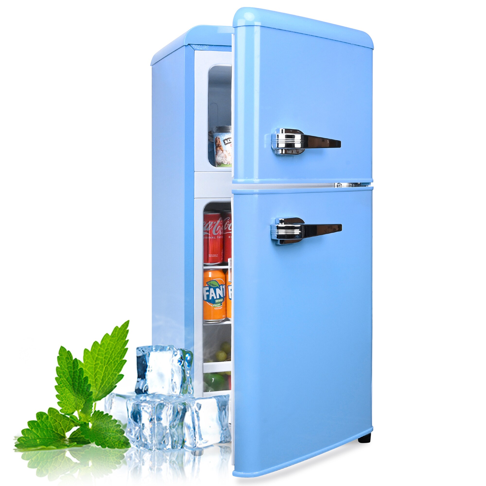 Refrigerador Jeremy Cass de 3.5 pies cúbicos con congelador (Azul)