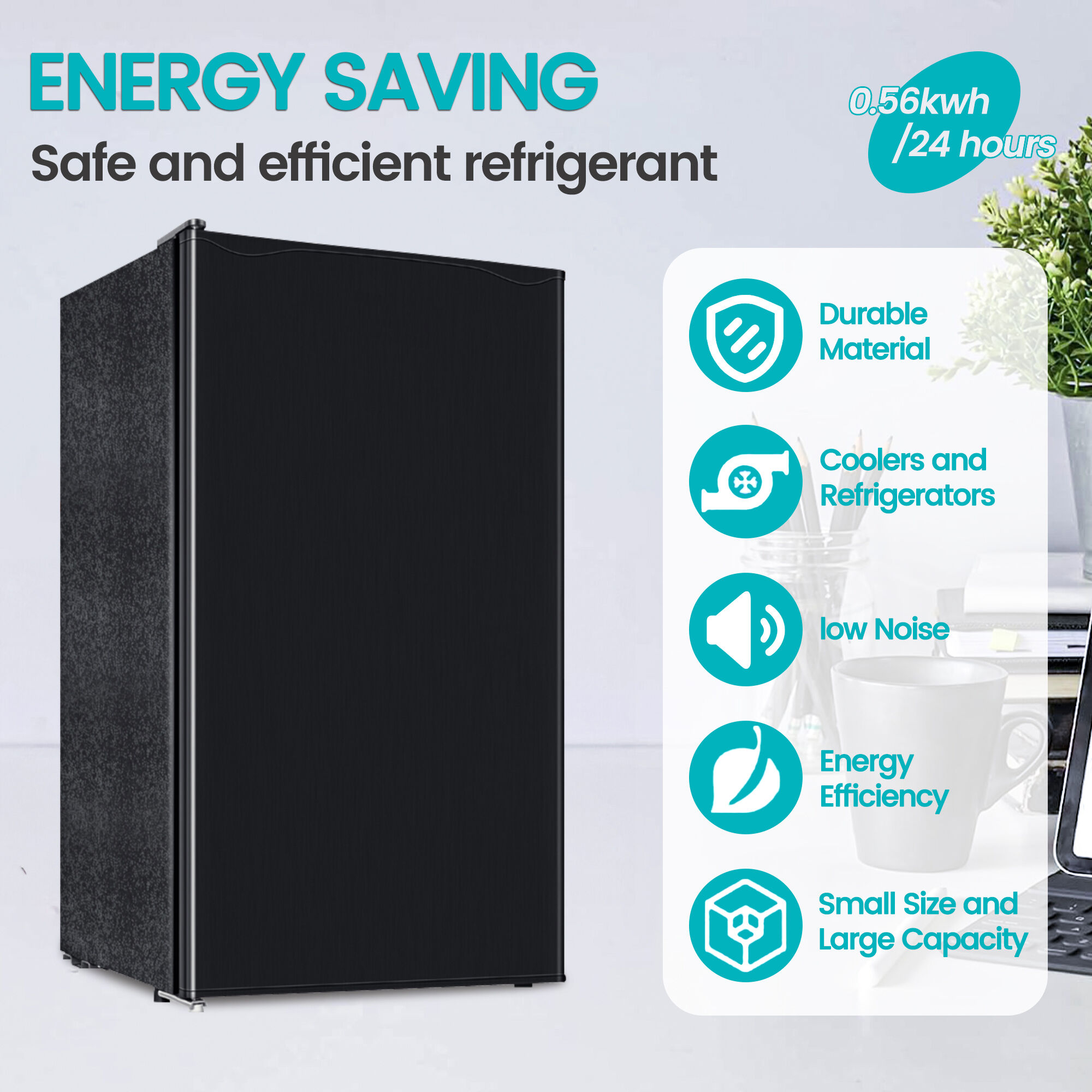 Refrigerador Pequeño con Congelador de 3.2 Pies Cúbicos de Jeremy Cass (Negro) ENERGY STAR