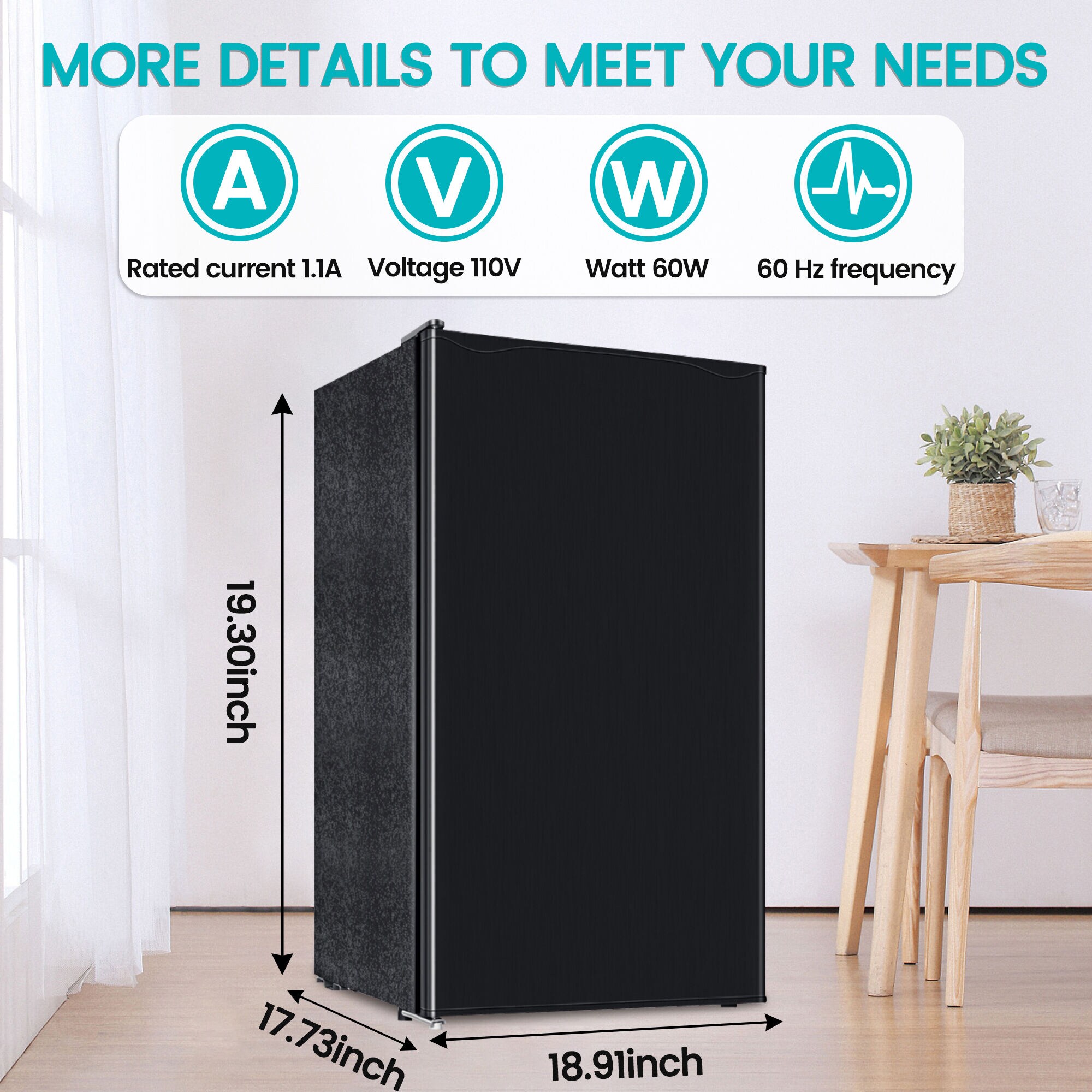 Refrigerador Pequeño con Congelador de 3.2 Pies Cúbicos de Jeremy Cass (Negro) ENERGY STAR