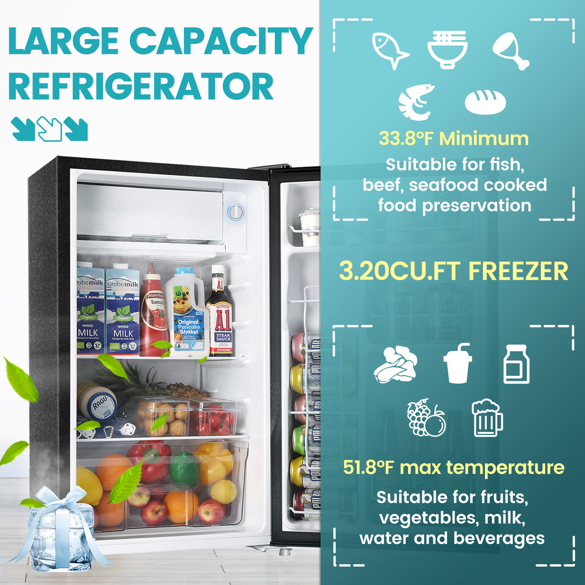 Refrigerador pequeño de 3.2 pies cúbicos con congelador (Plata) ENERGY STAR de Jeremy Cass