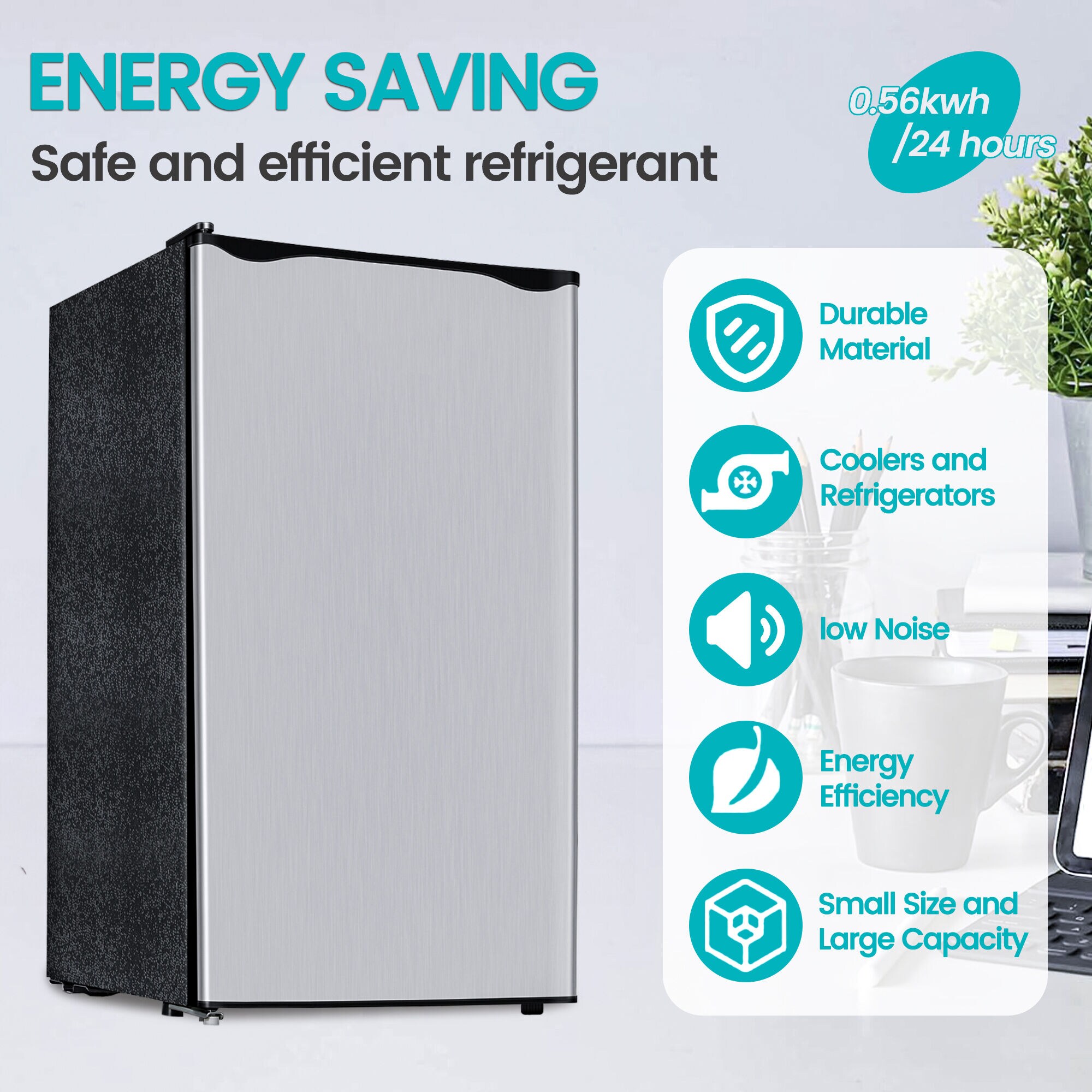 Refrigerador pequeño de 3.2 pies cúbicos con congelador (Plata) ENERGY STAR de Jeremy Cass