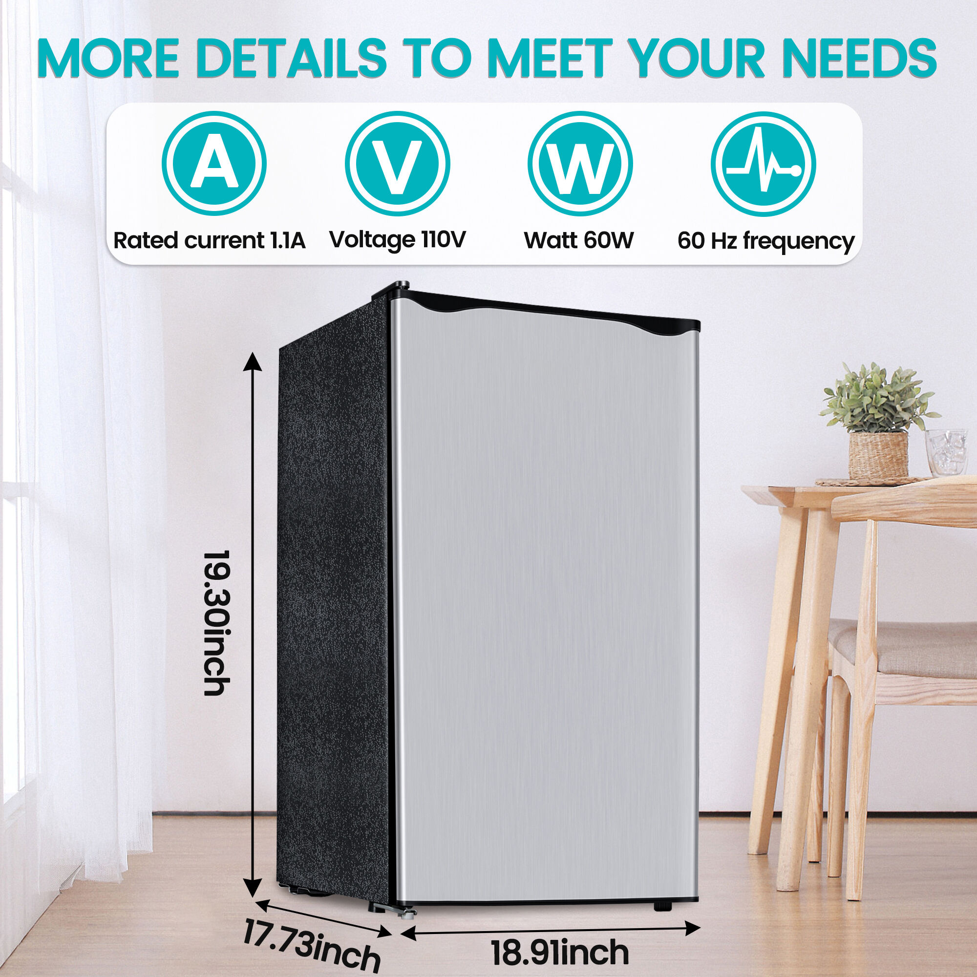 Refrigerador pequeño de 3.2 pies cúbicos con congelador (Plata) ENERGY STAR de Jeremy Cass