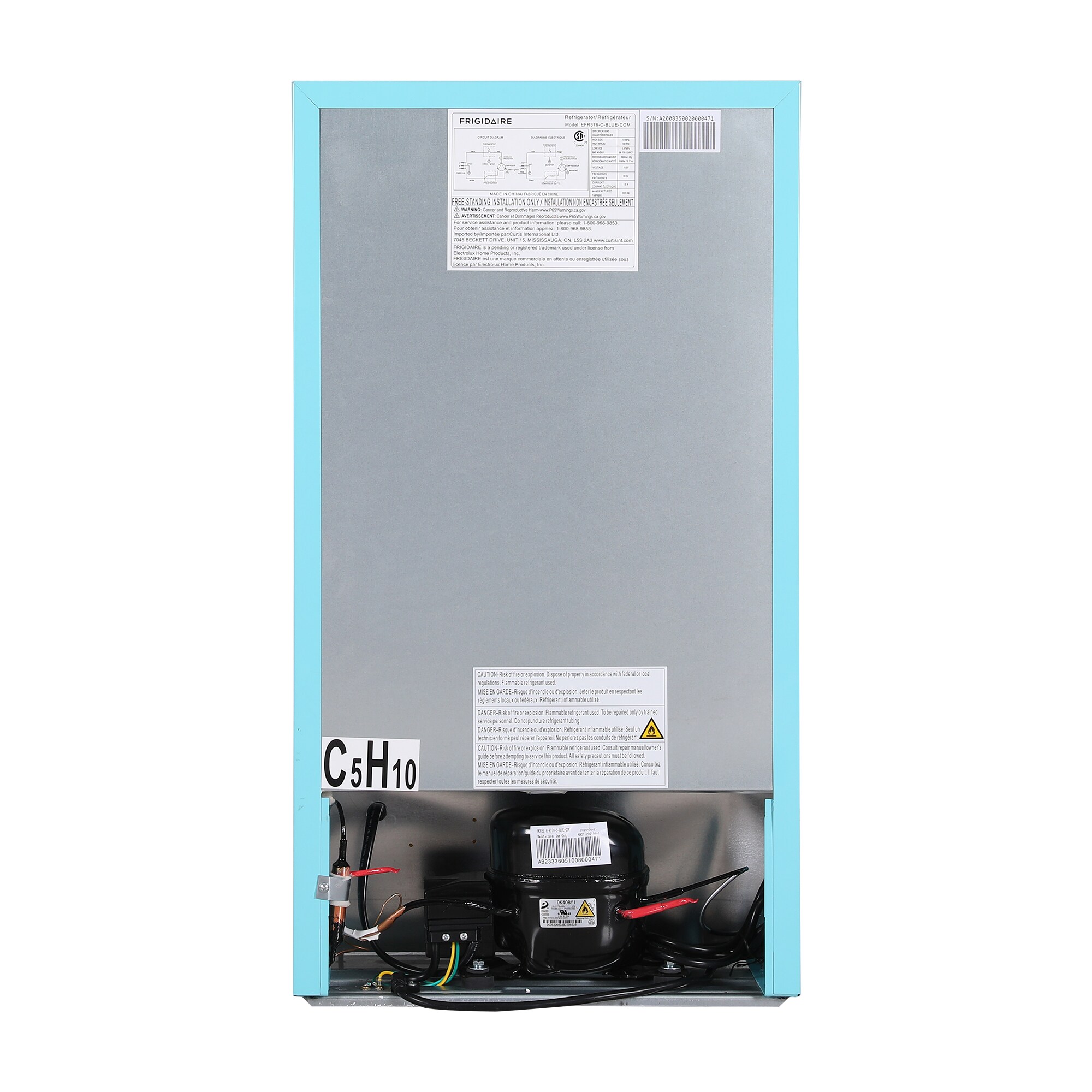 Mini refrigerador Frigidaire de 3.2 pies cúbicos con congelador (Azul) EFR376-AZUL