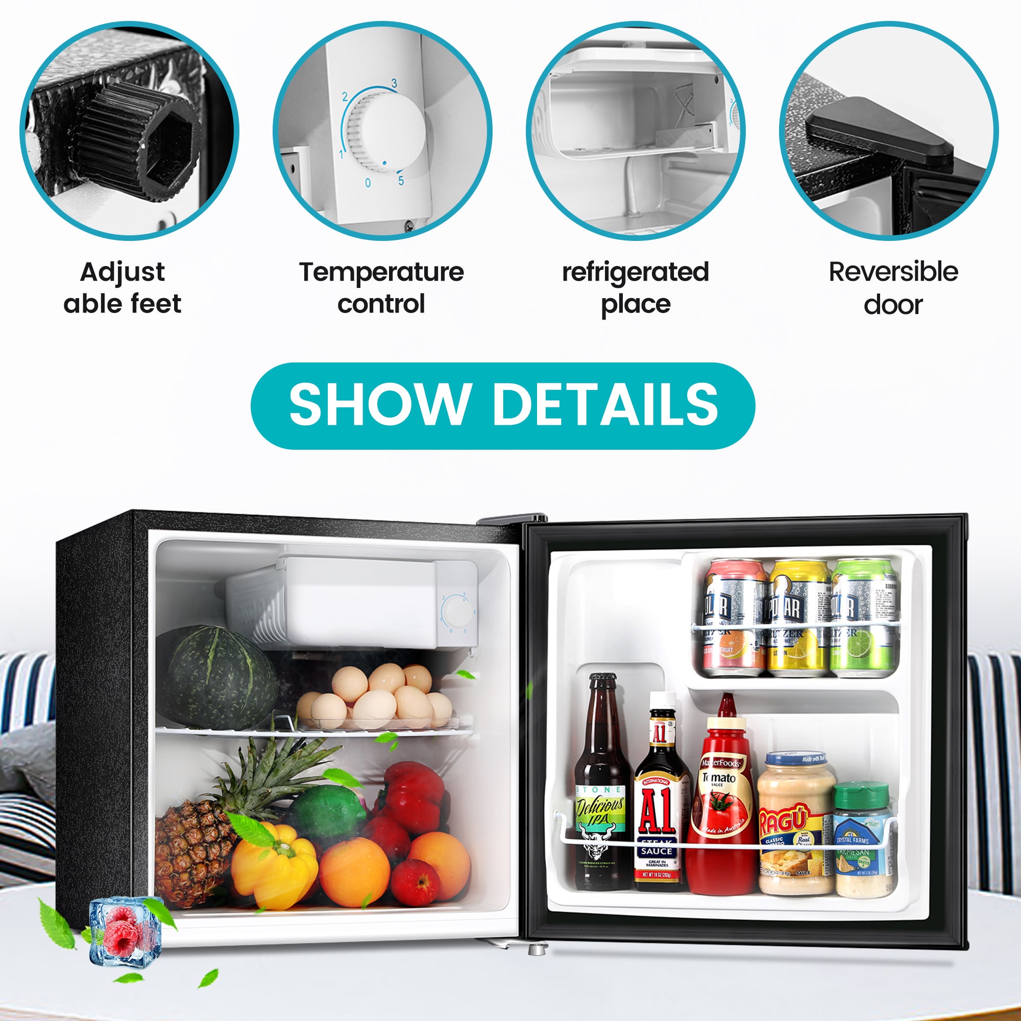 Refrigerador Mini de 1.6 Pies Cúbicos con Congelador (Negro) CERTIFICADO POR ENERGY STAR
