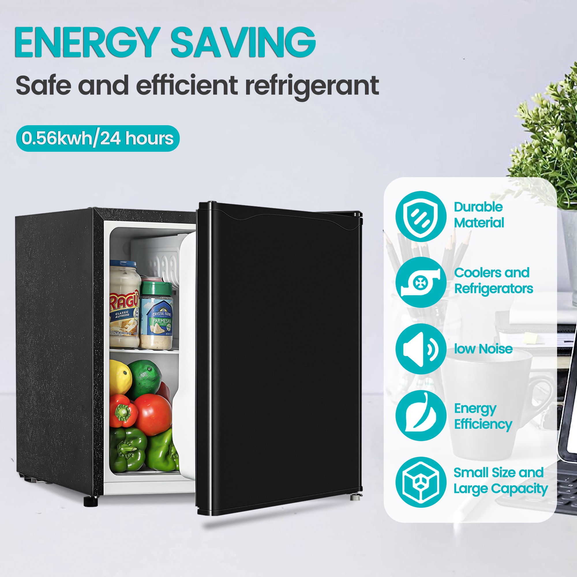 Refrigerador Mini de 1.6 Pies Cúbicos con Congelador (Negro) CERTIFICADO POR ENERGY STAR